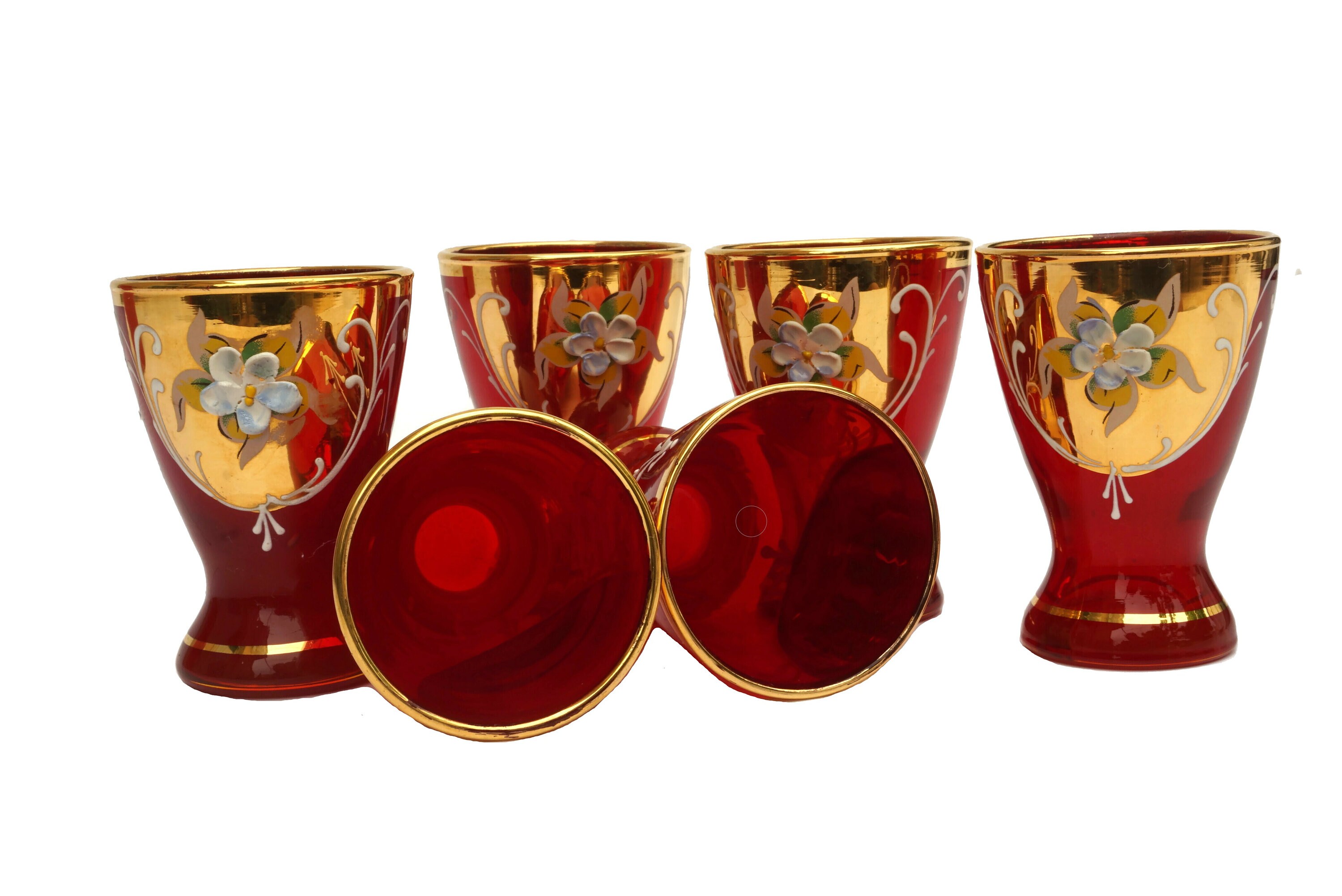 Vintage Murano Shot Glass Set of 6, Italian Bar Decor