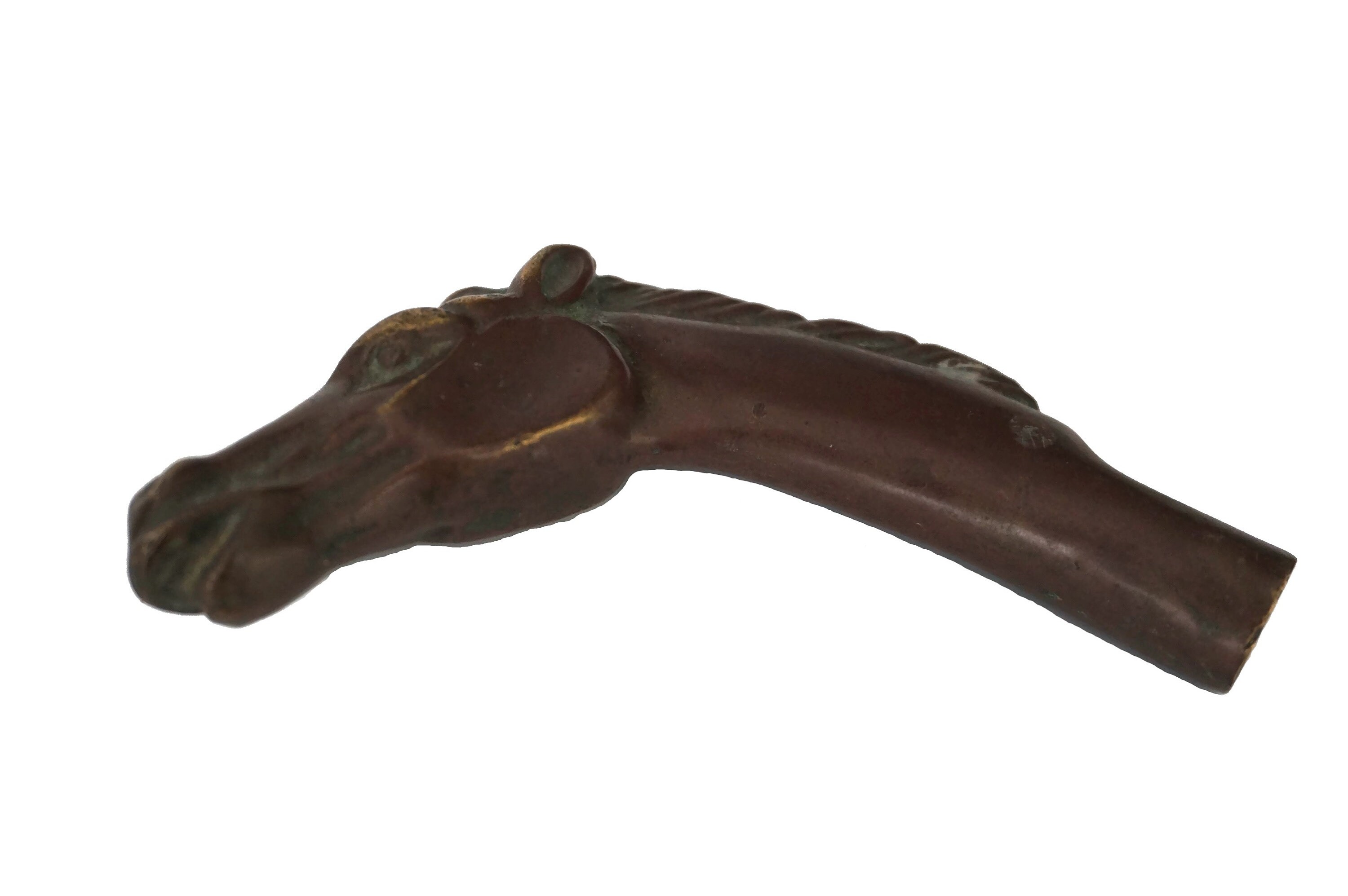 Horse Head Walking Stick Handle, French Bronze Equestrian Figurine