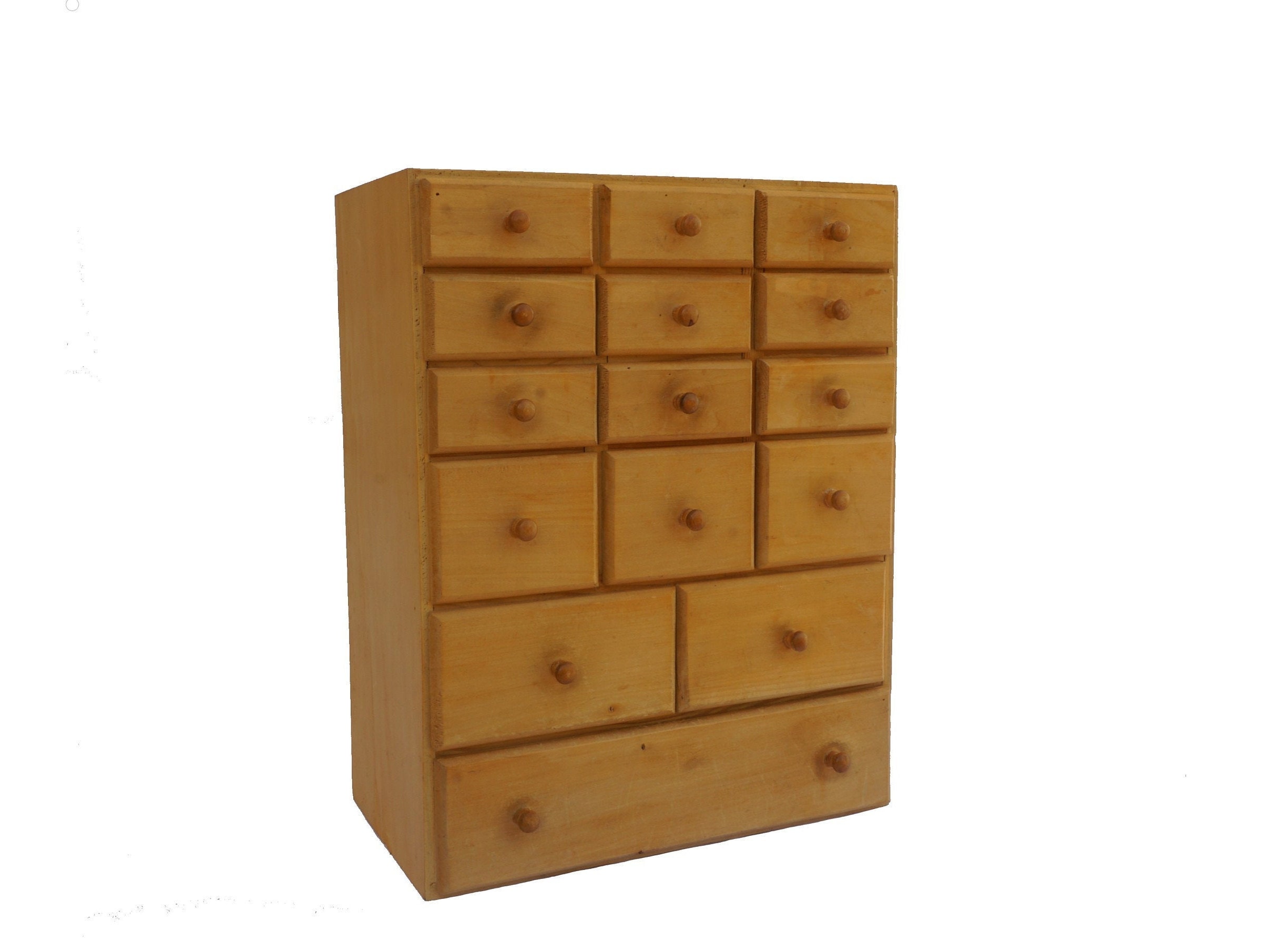 Wooden Craft and Sewing Organizer Box with Drawers, Thread and Button  Storage and Display Cabinet