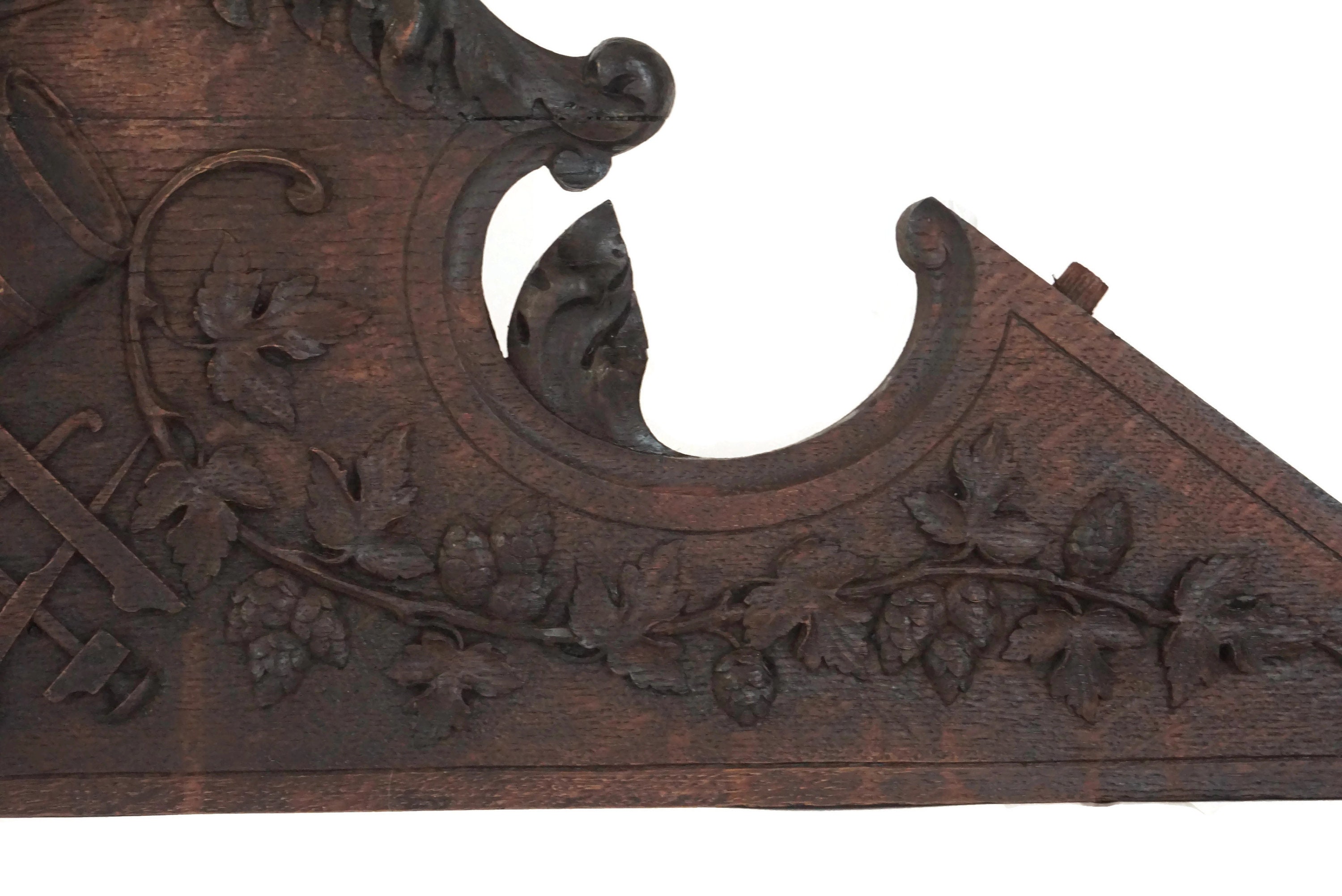 Antique Masonic Carved Wood Pediment, French Free Mason Furniture