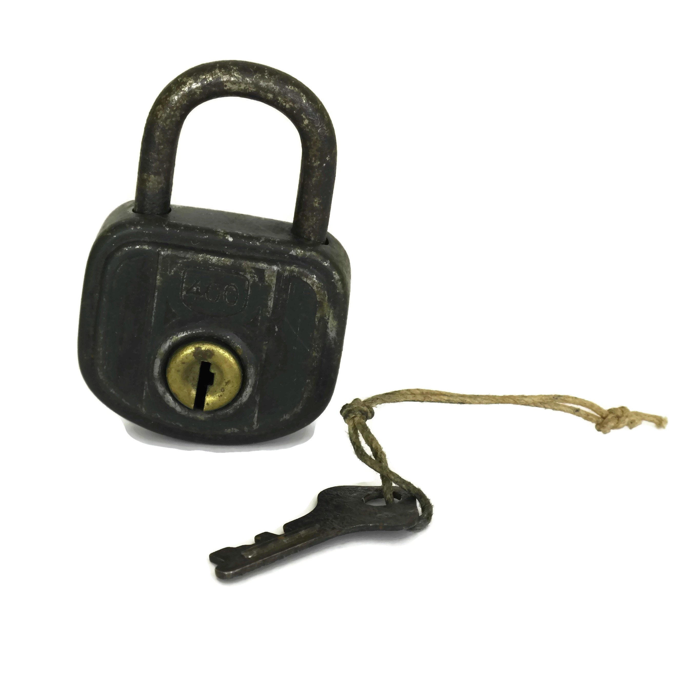 French Antique Lock and Key, Set of 3 Old Padlocks