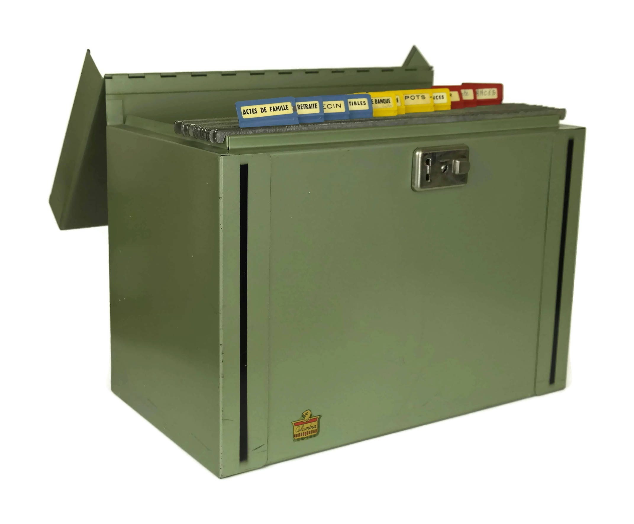 Metal File Box. Document Storage Safe. Portable Suspension File Case