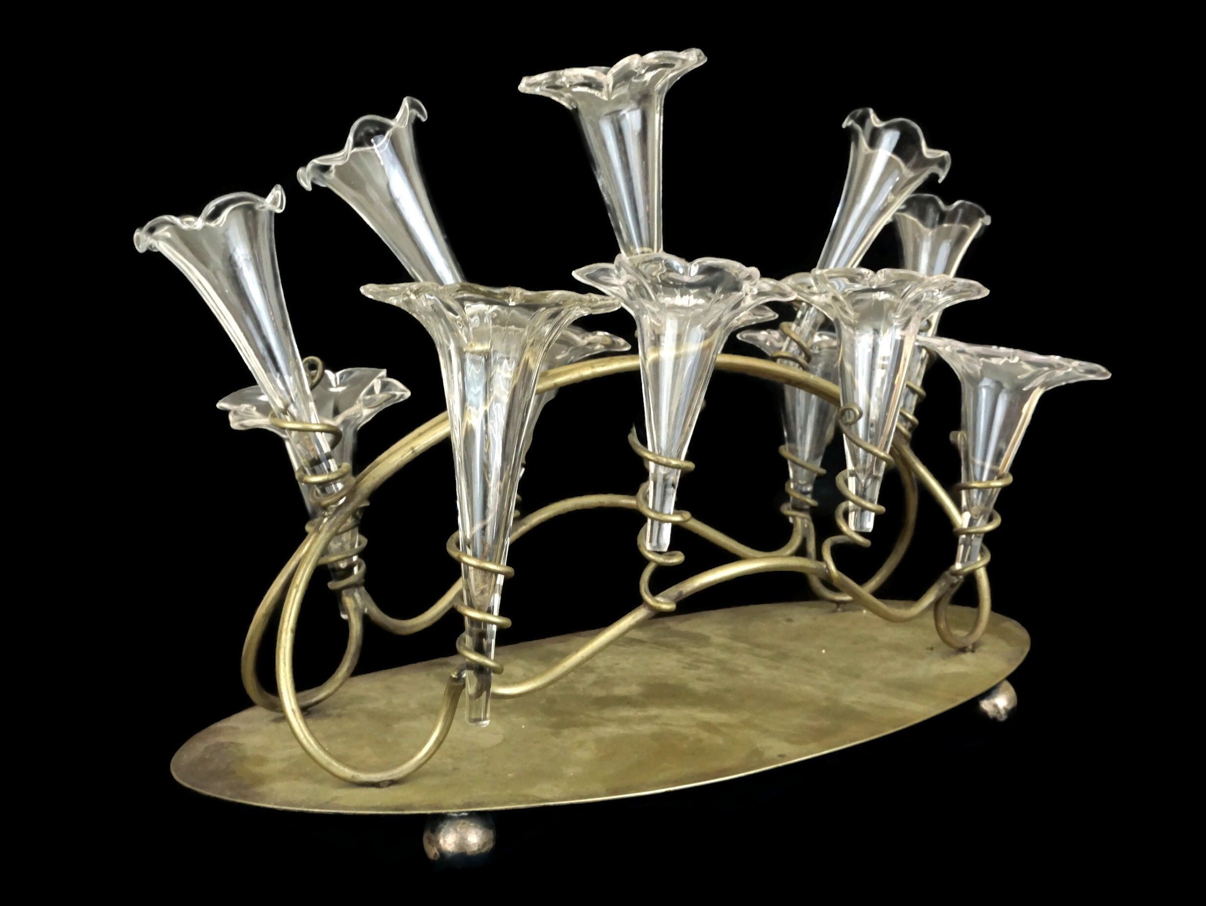 Antique Epergne Crystal Vase Centerpiece