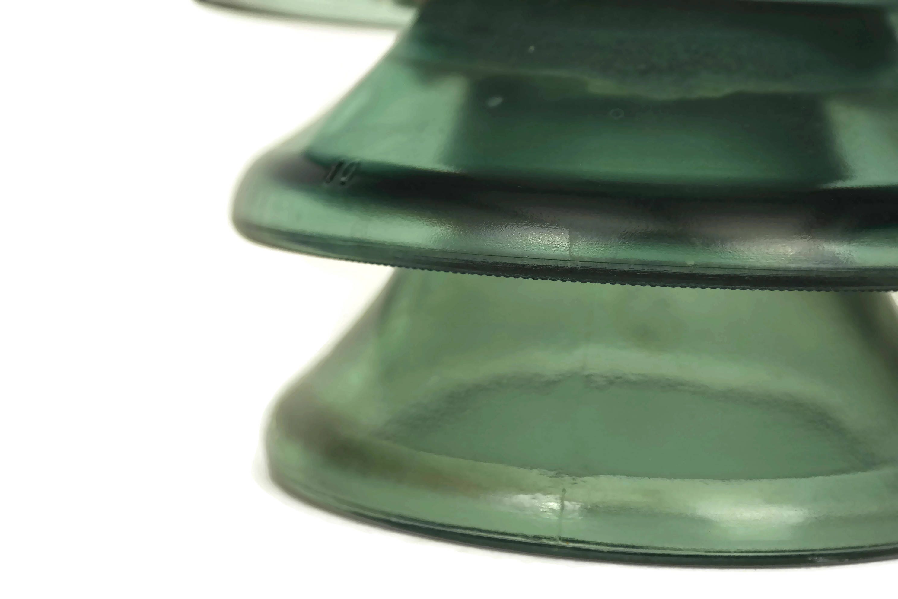 Large Green Glass Insulator. French Vintage Industrial Decor Electric