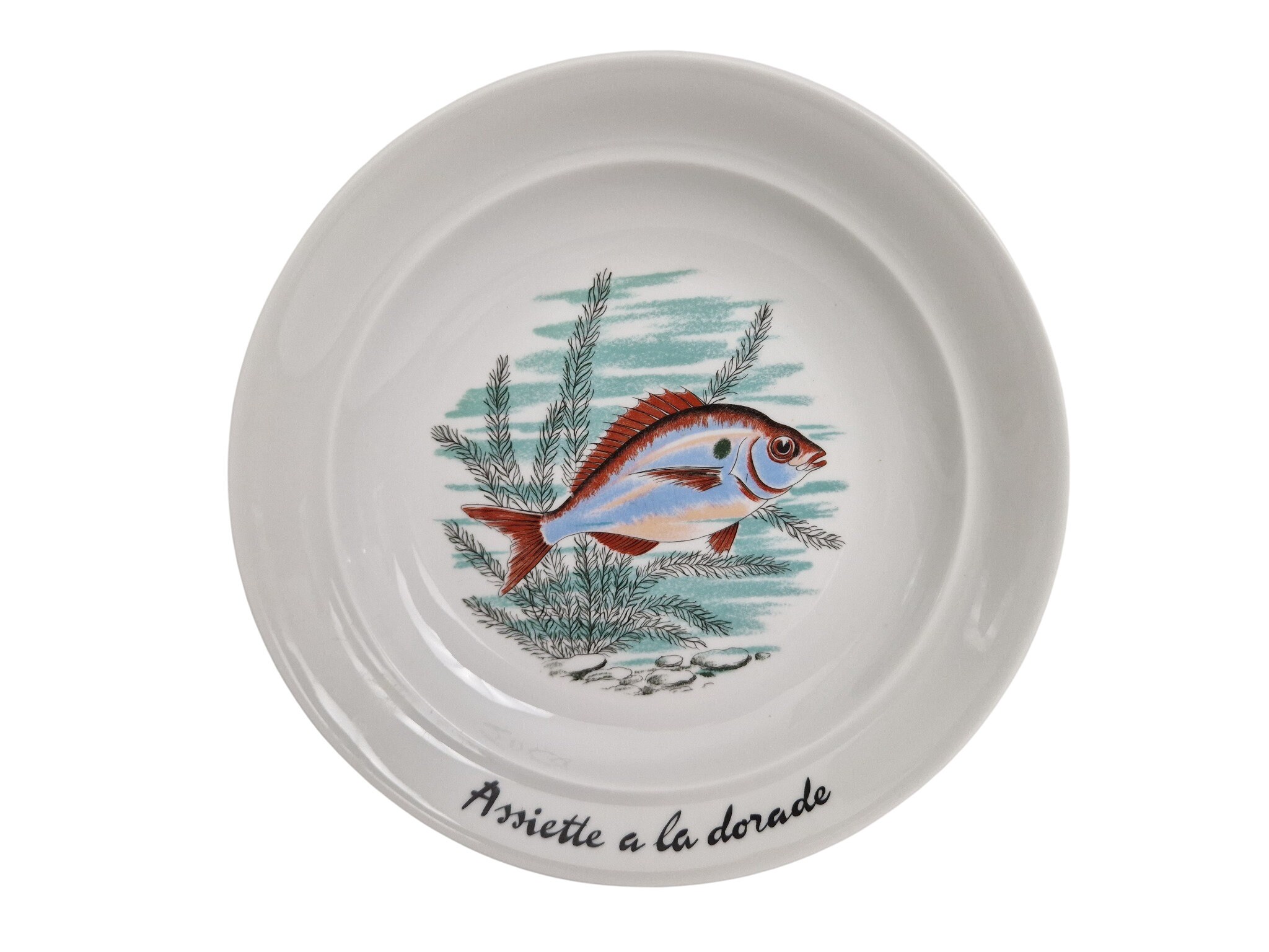 French Porcelain Fish Plates by PILLIVUYT, Set of 4, Bouillabaisse