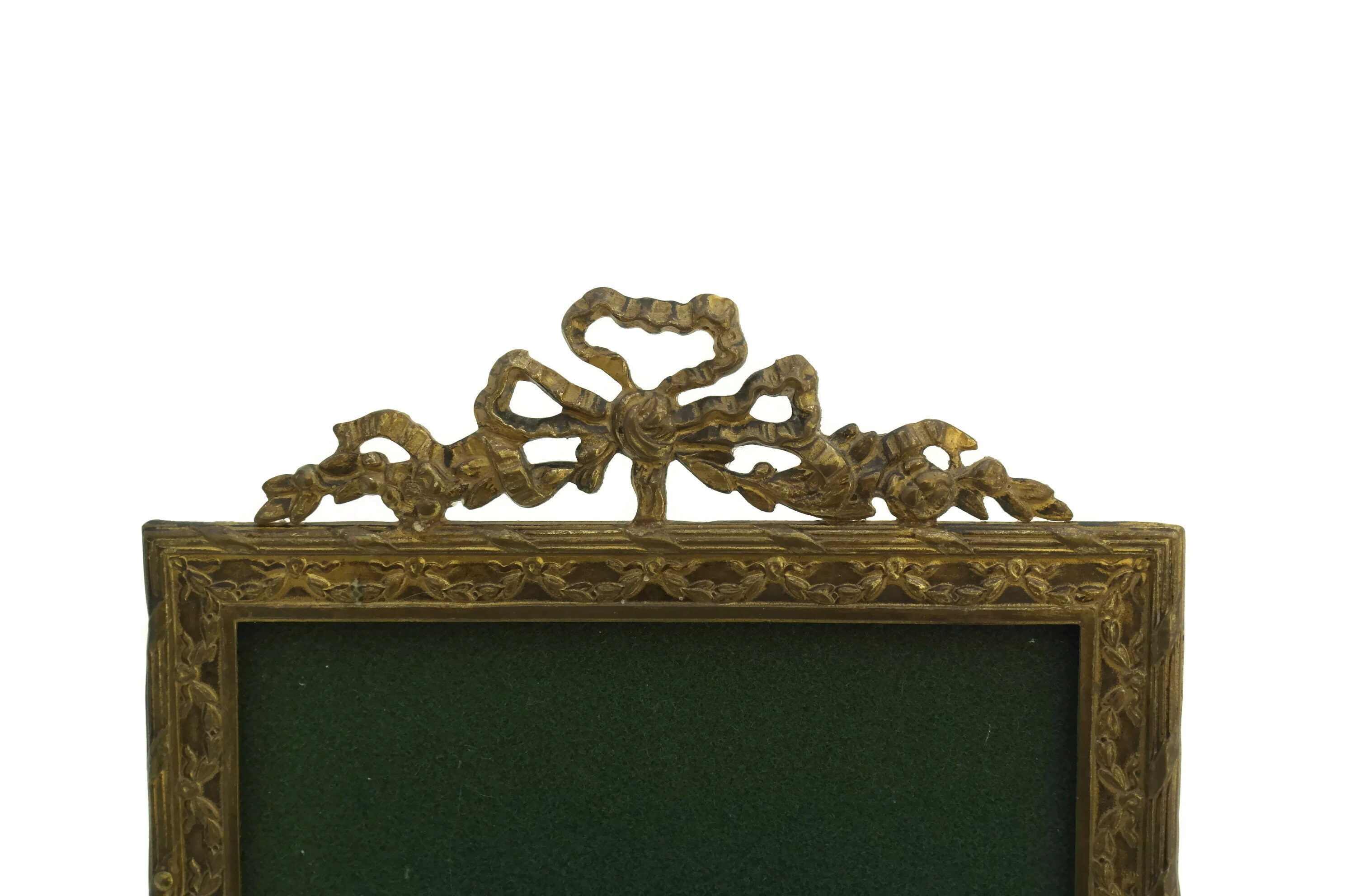 French Antique Photo Frame with Ribbon. Brass Ribbon Picture Frame