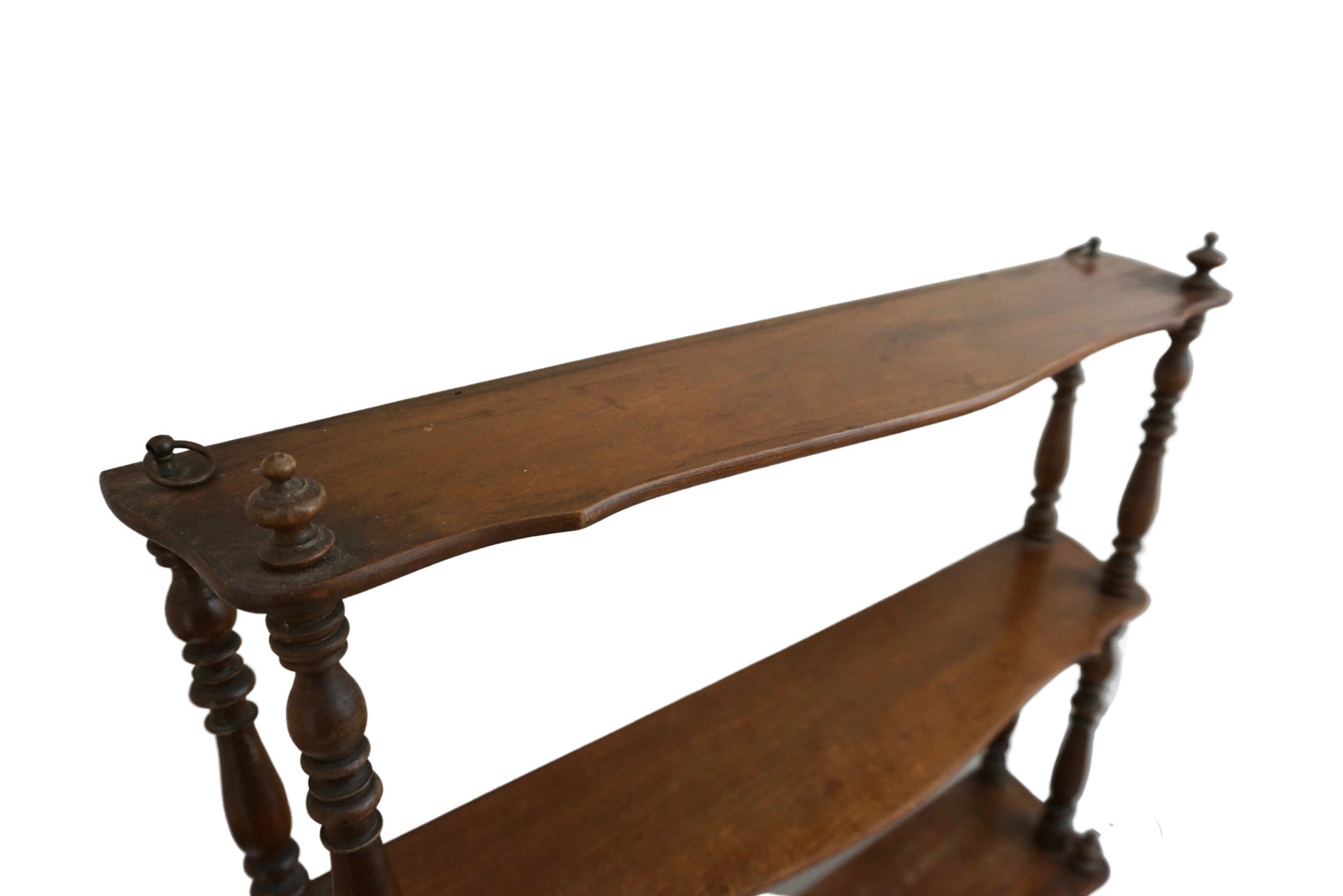 Antique Wooden Hanging Shelf, 19th Century French Wall Display and