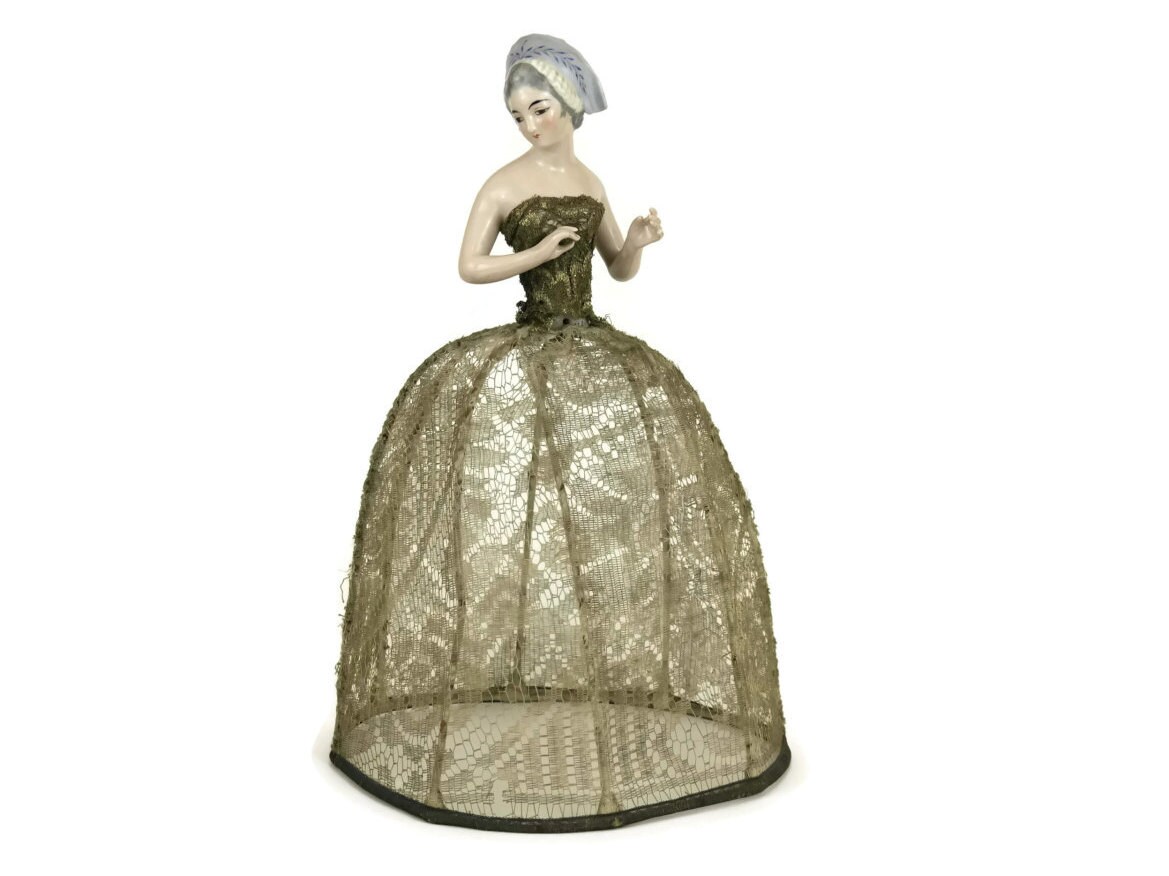 Reserved For Barb Antique French Porcelain Half Doll Boudoir 1
