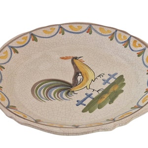 Hand Painted French Ironstone Rooster Plate