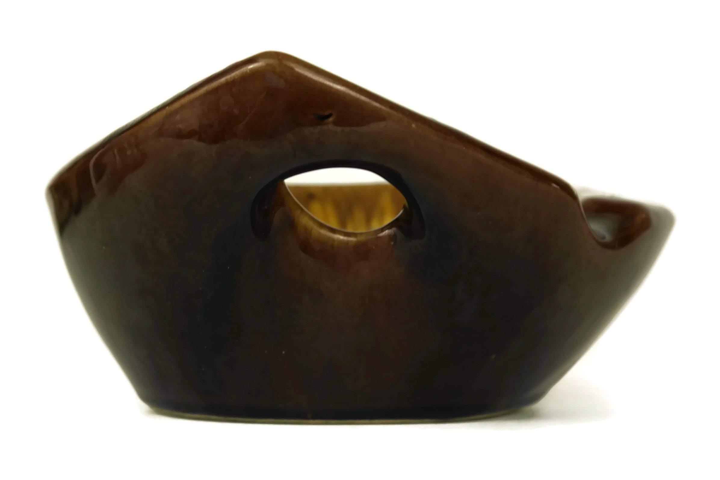 Mid Century Pottery Ashtray. Avignon Souvenir. French Vallauris Ceramic Cigar Ashtray. Brown and