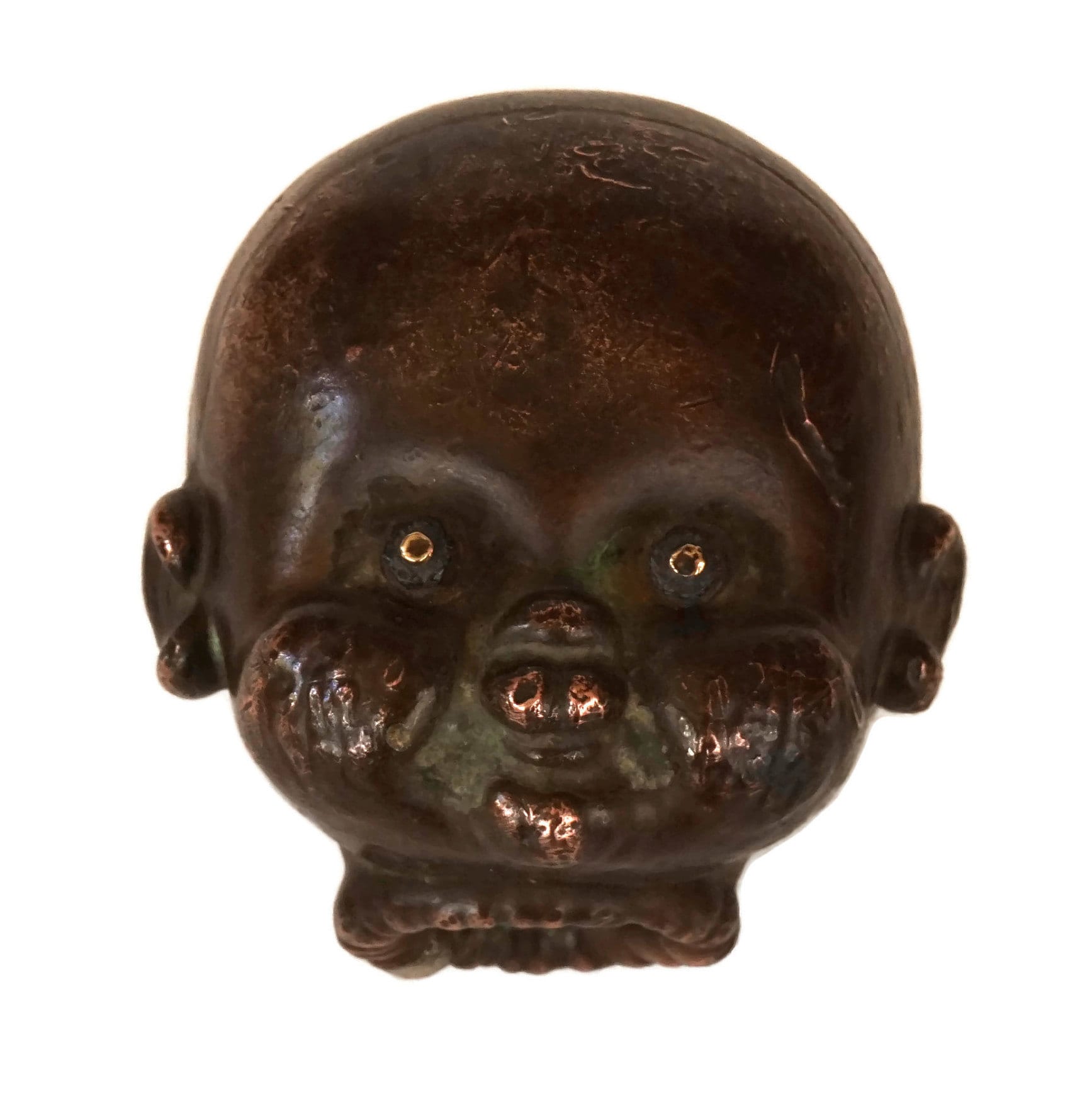 Antique Copper Doll Head Mold, Industrial Decor and Collectible Oddity