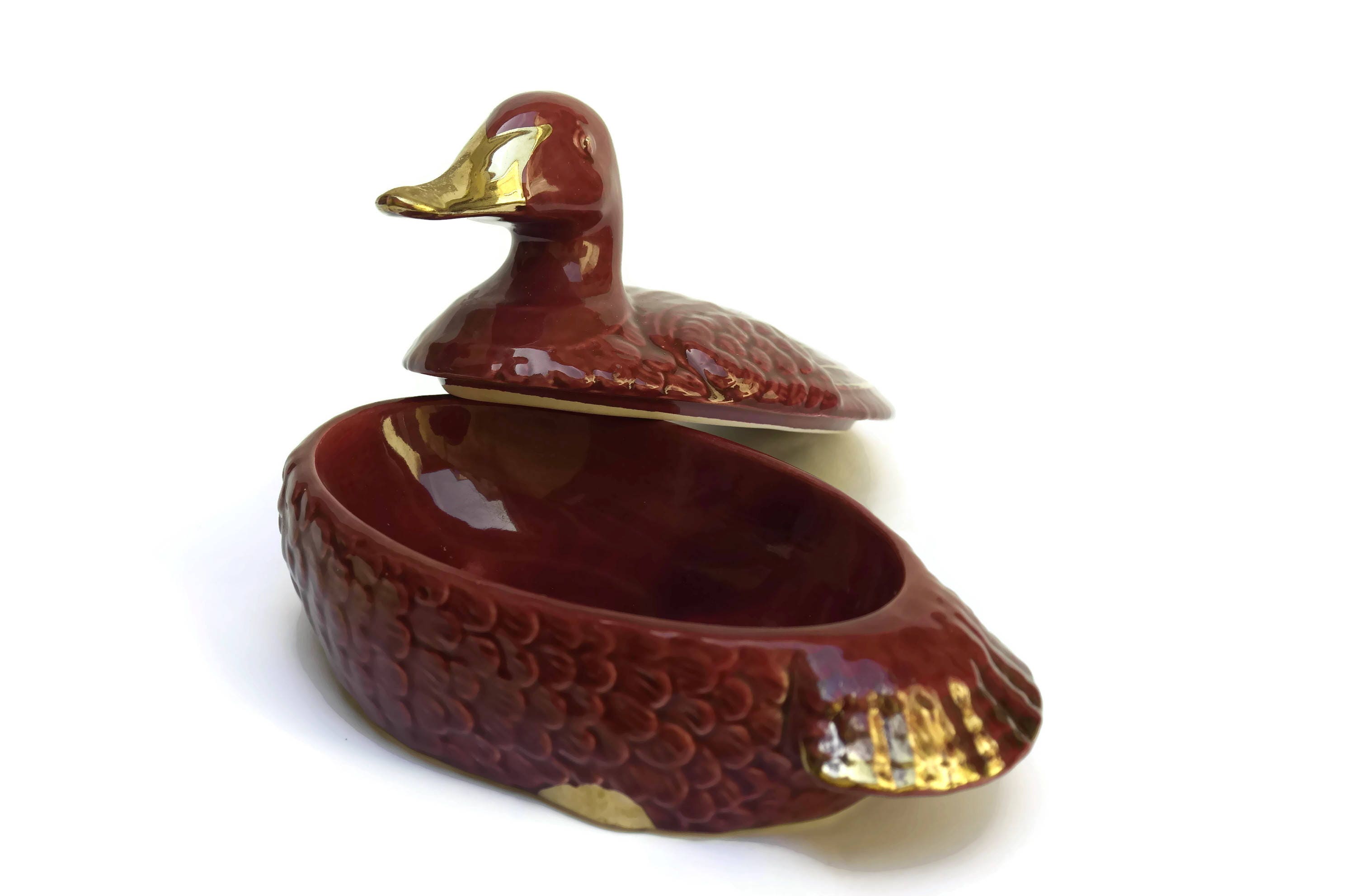 Mid Century Pottery Duck Tureen.