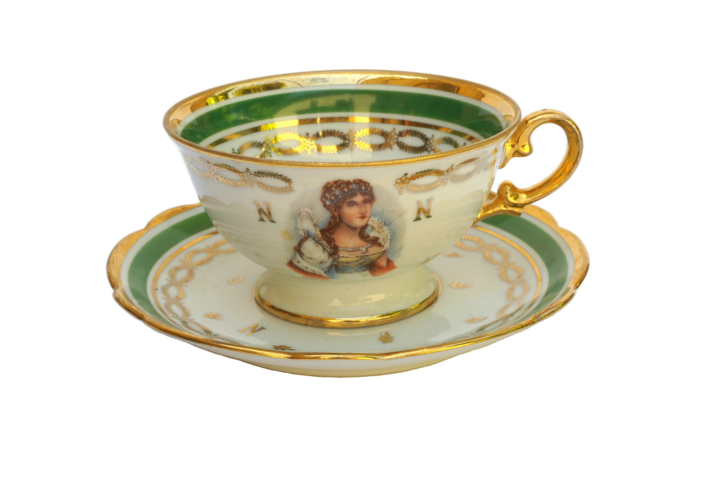 Empress Josephine Bonaparte Tea Cup and Saucer Set, French Empire Style