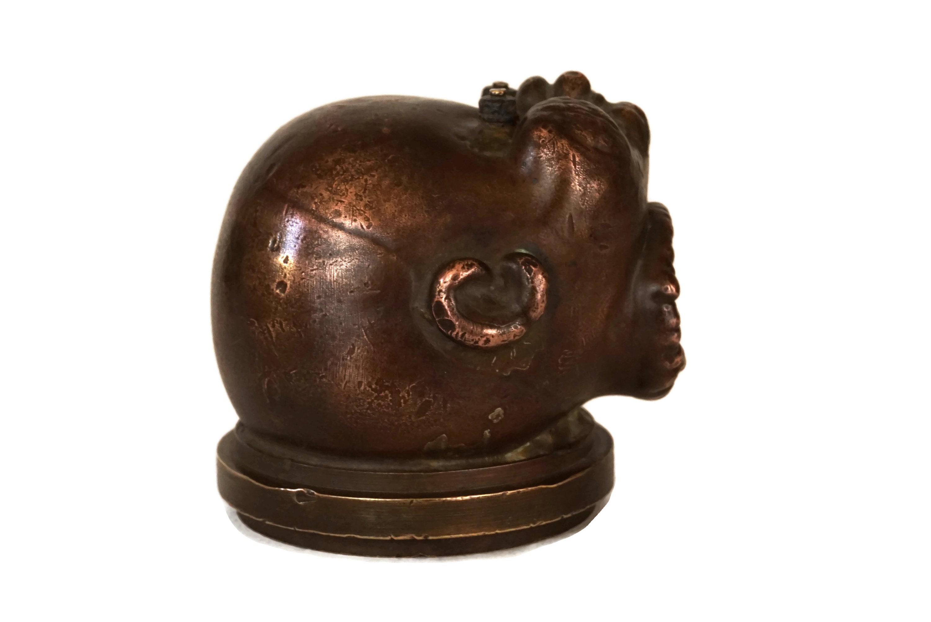Antique Copper Doll Head Mold, Industrial Decor and Collectible Oddity