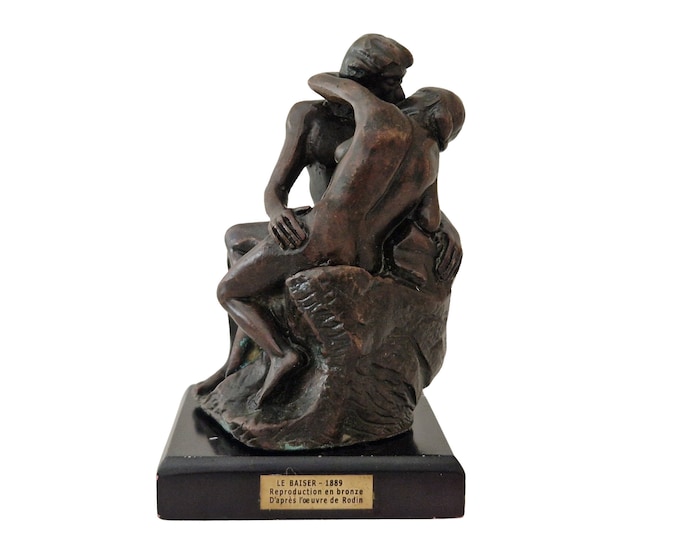 Bronze Rodin The Kiss Figurine, French Art Reproduction Statuette, Lovers Gift