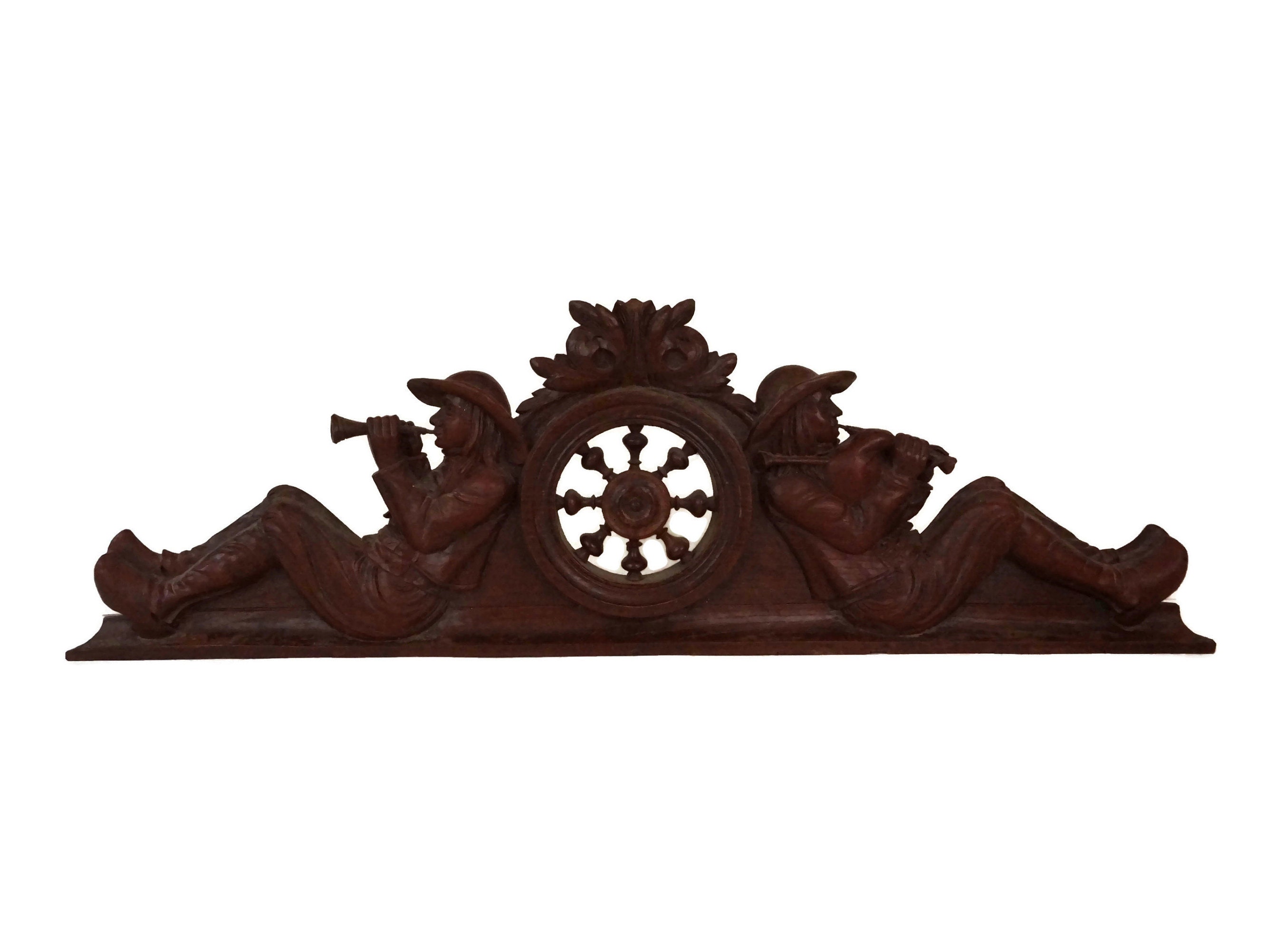 French Breton Wooden Furniture Pediment Antique Carved Brittany