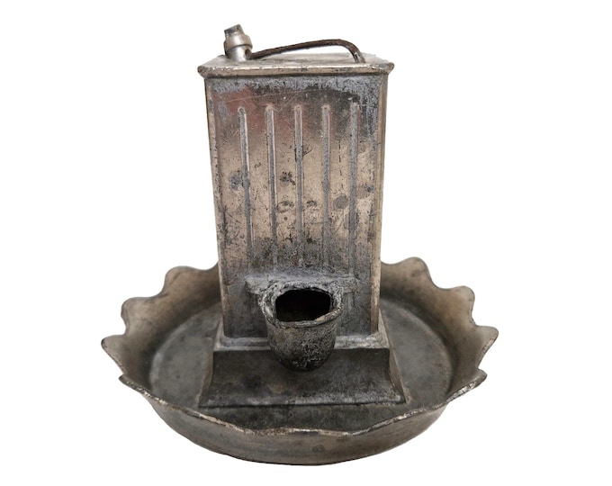 French Antique Inkwell with Oriflamme Advertising, Miniature Oil Can