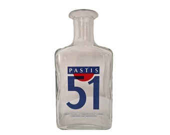 Vintage Pastis 51 Water Carafe, French Anisette Glass Bottle, Aperitif Drink Pitcher