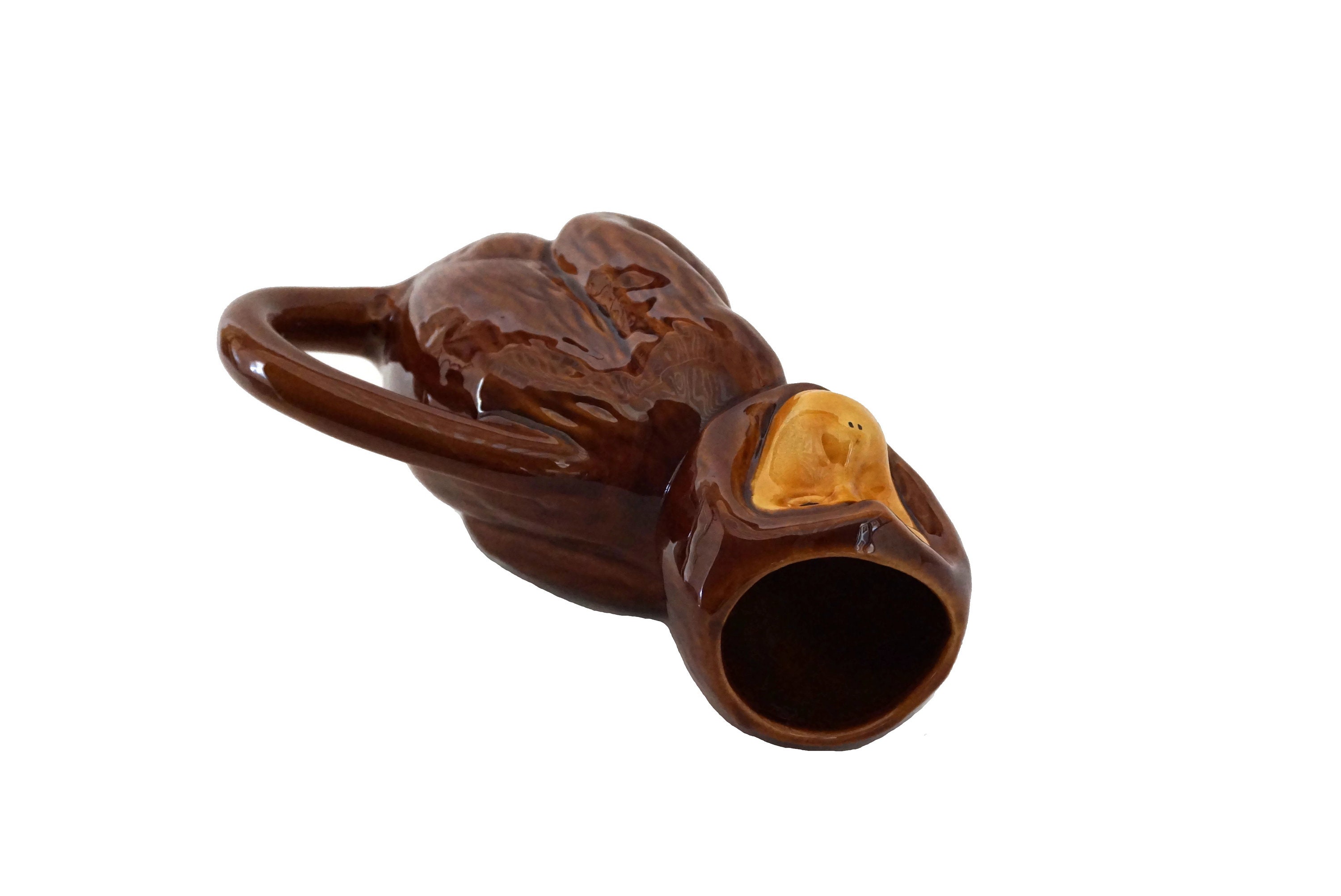 French Majolica Monkey Pitcher, Figural Pottery Animal Water Jug