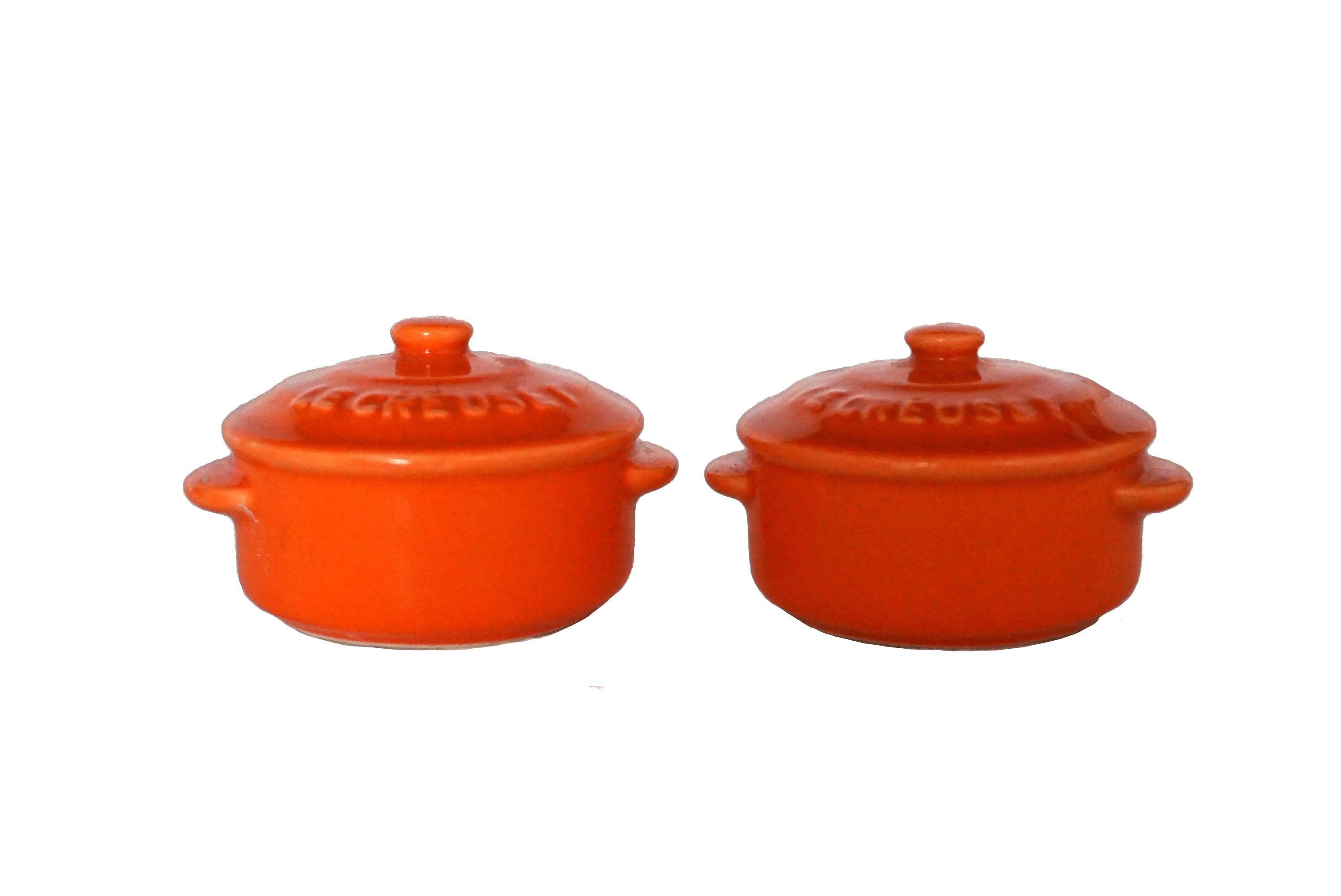 French Le Creuset Salt and Pepper Shaker Set, Vintage Miniature Ceramic
