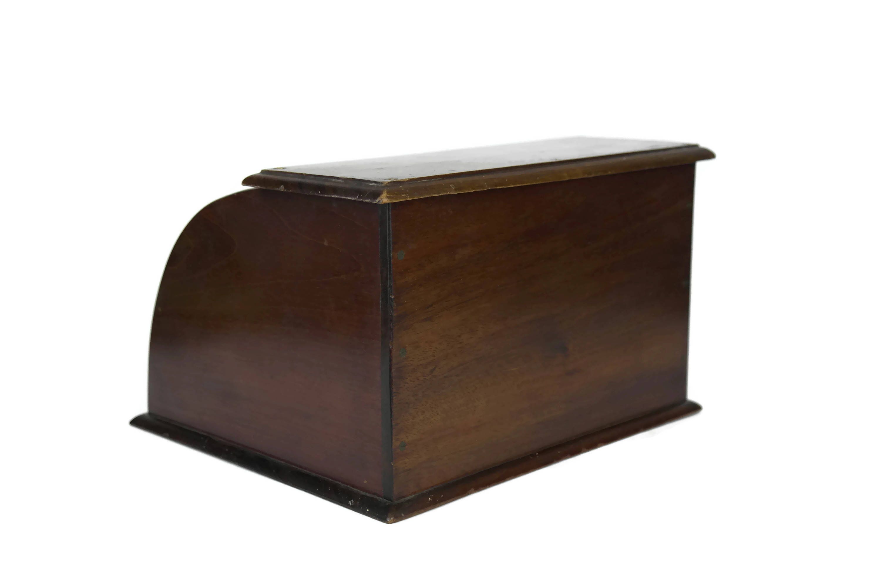 Vintage Wooden Roll Top Desk Organizer.