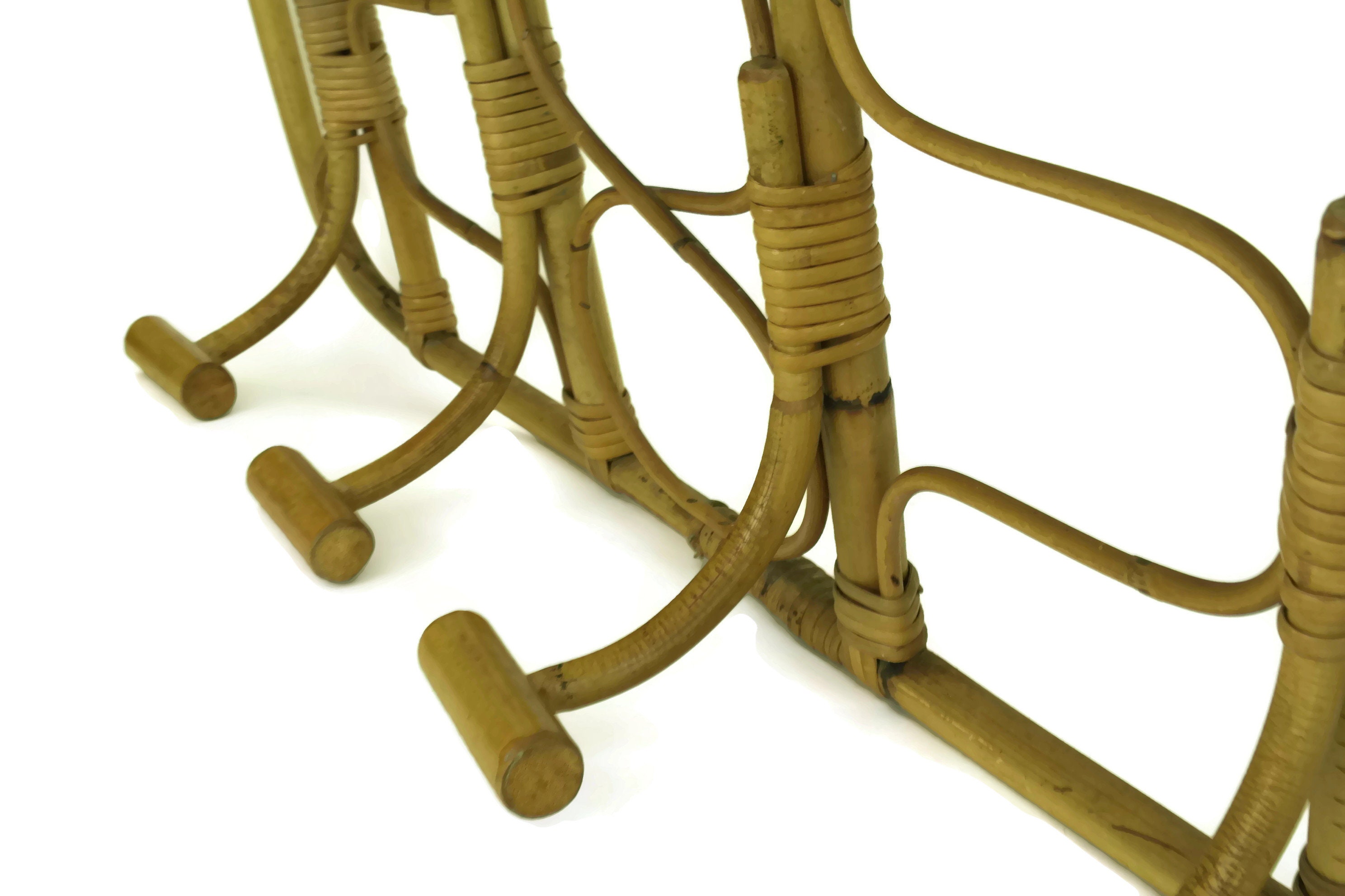 Vintage Rattan Coat Rack. French Boho Bamboo Hat Rack. Retro Home Decor.