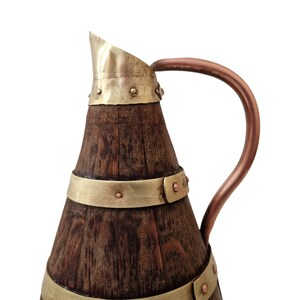 Oak Wood Wine Pitcher with Copper Handle