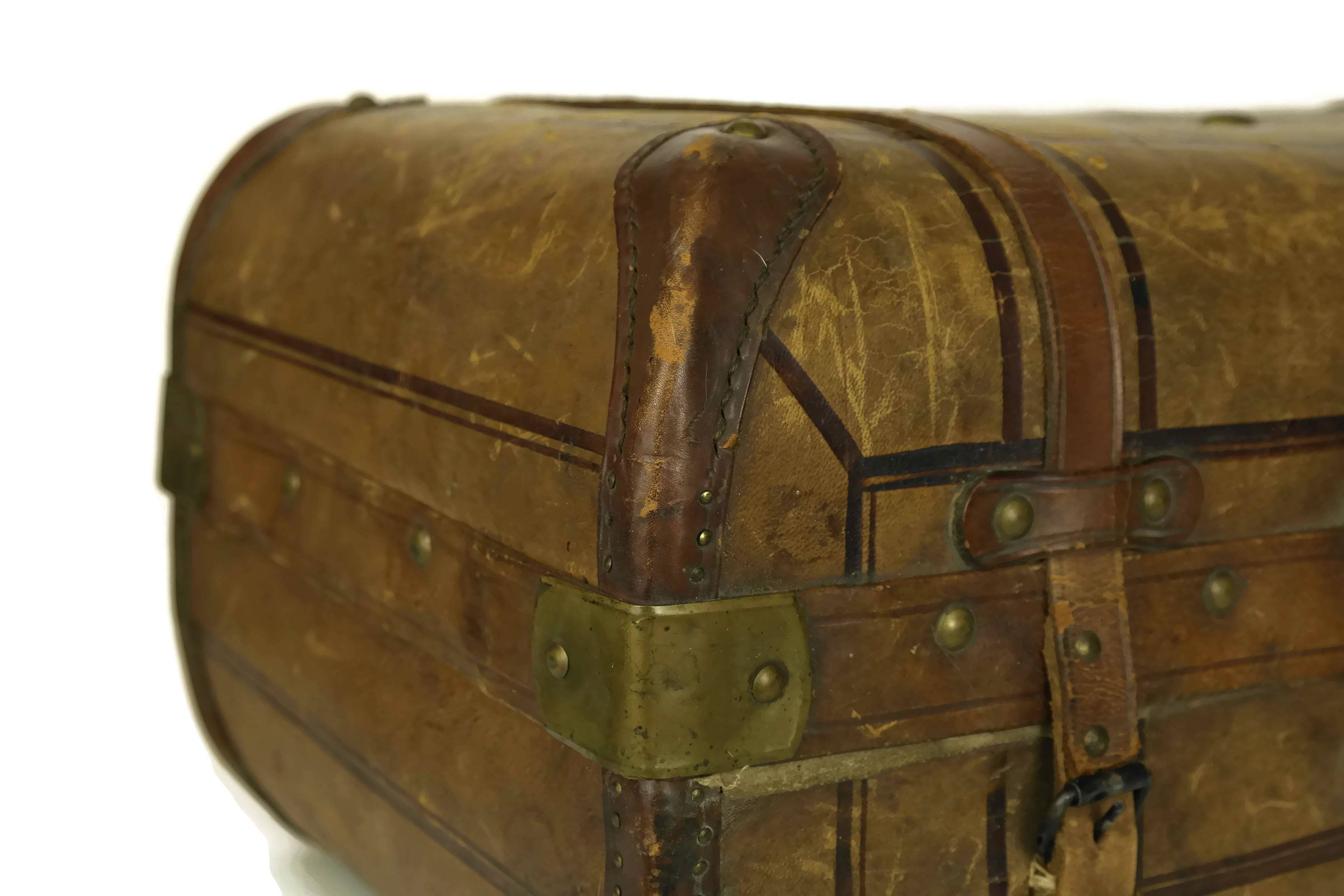 RESERVED for Springray. Antique Leather Suitcase. French Luggage with