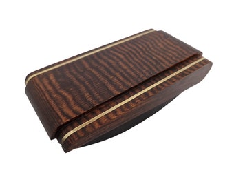 French Art Deco Macassar Ebony and Brass Ink Blotter, Antique Wood Desk Accessory