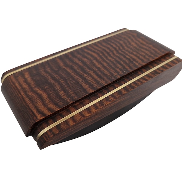 Français Art Déco Macassar Ebony et Brass Ink Blotter, Accessoire de bureau en bois antique