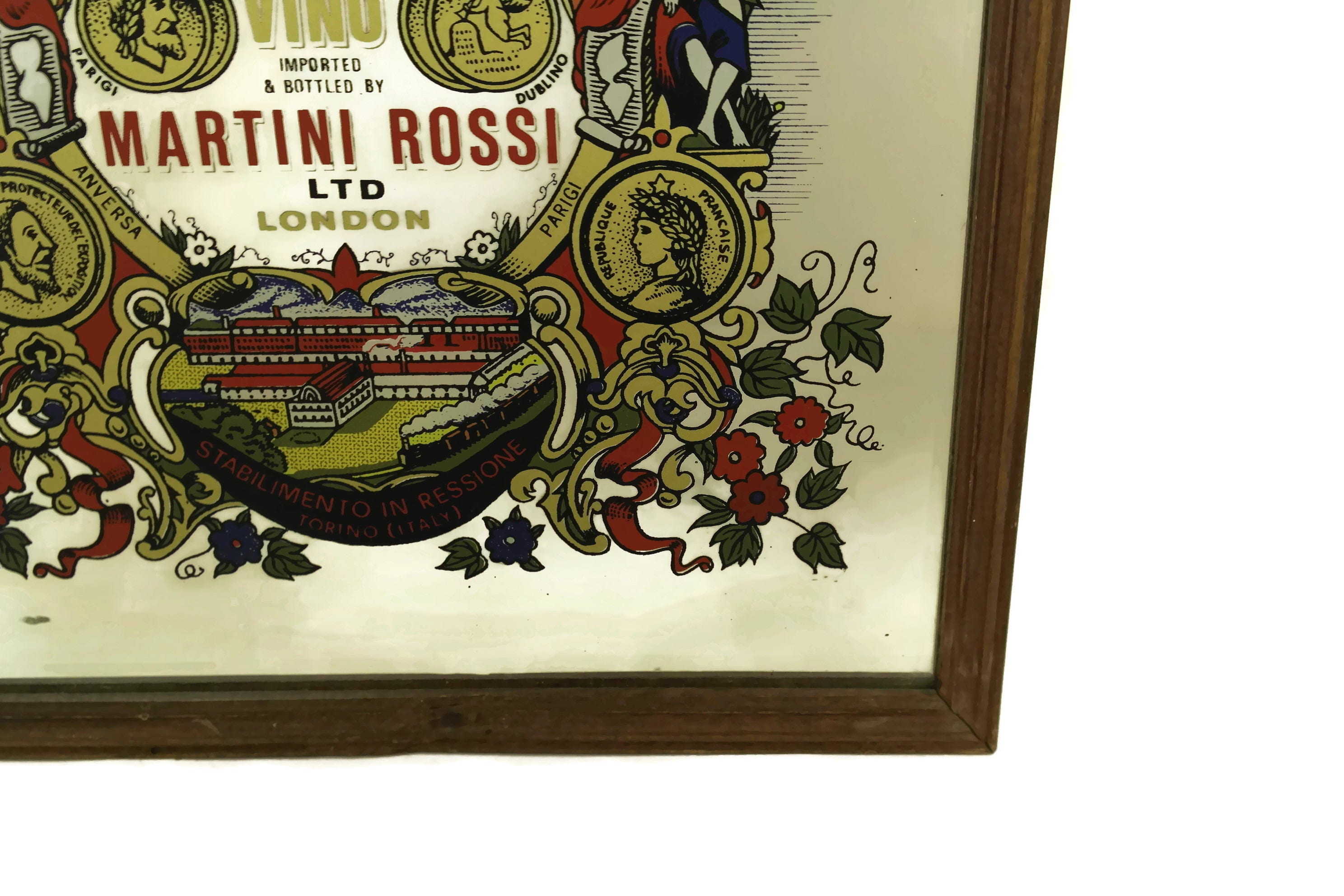 Vintage Martini and Rossi Vermouth Advertising Mirror. Man Cave Pub