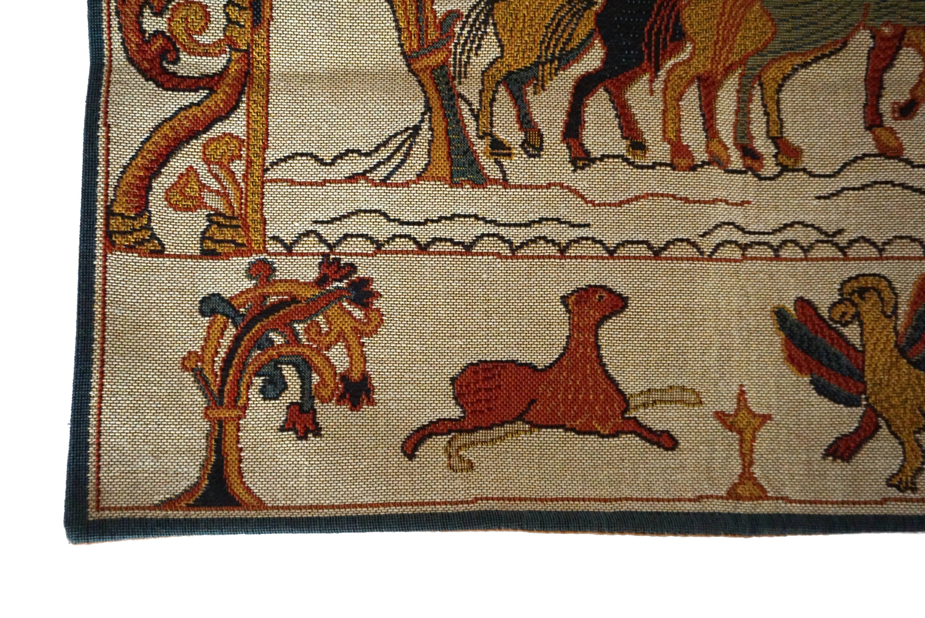 Bayeux Tapestry Reproduction, French Vintage Harold and William Woven