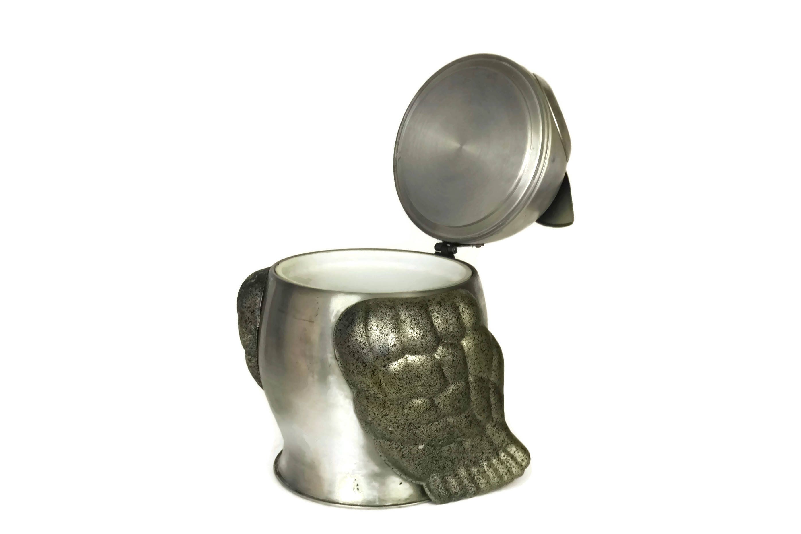 Vintage Owl Ice Bucket Made in Italy. 1970s Home Decor & Barware.