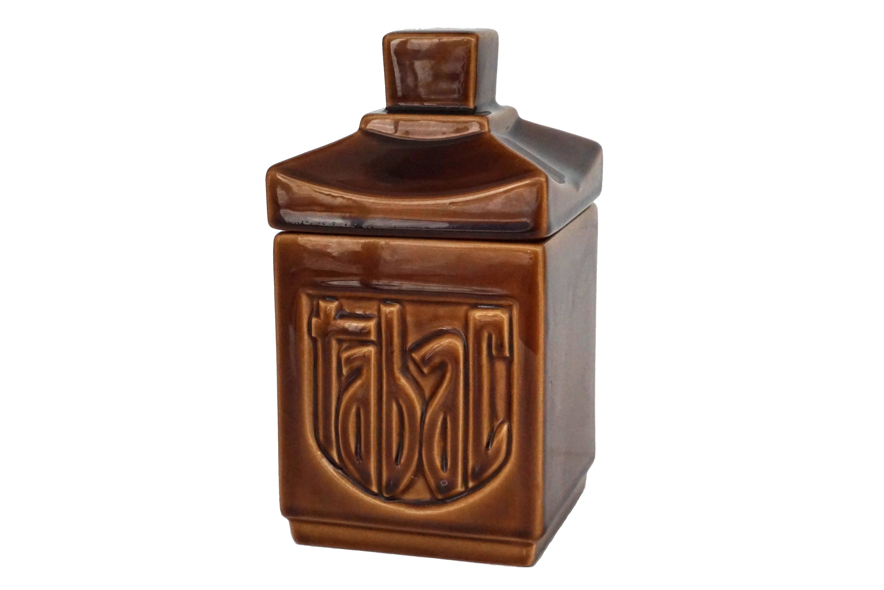 Mid Century Ceramic Tobacco Humidor Jar, French Pottery Canister Gift