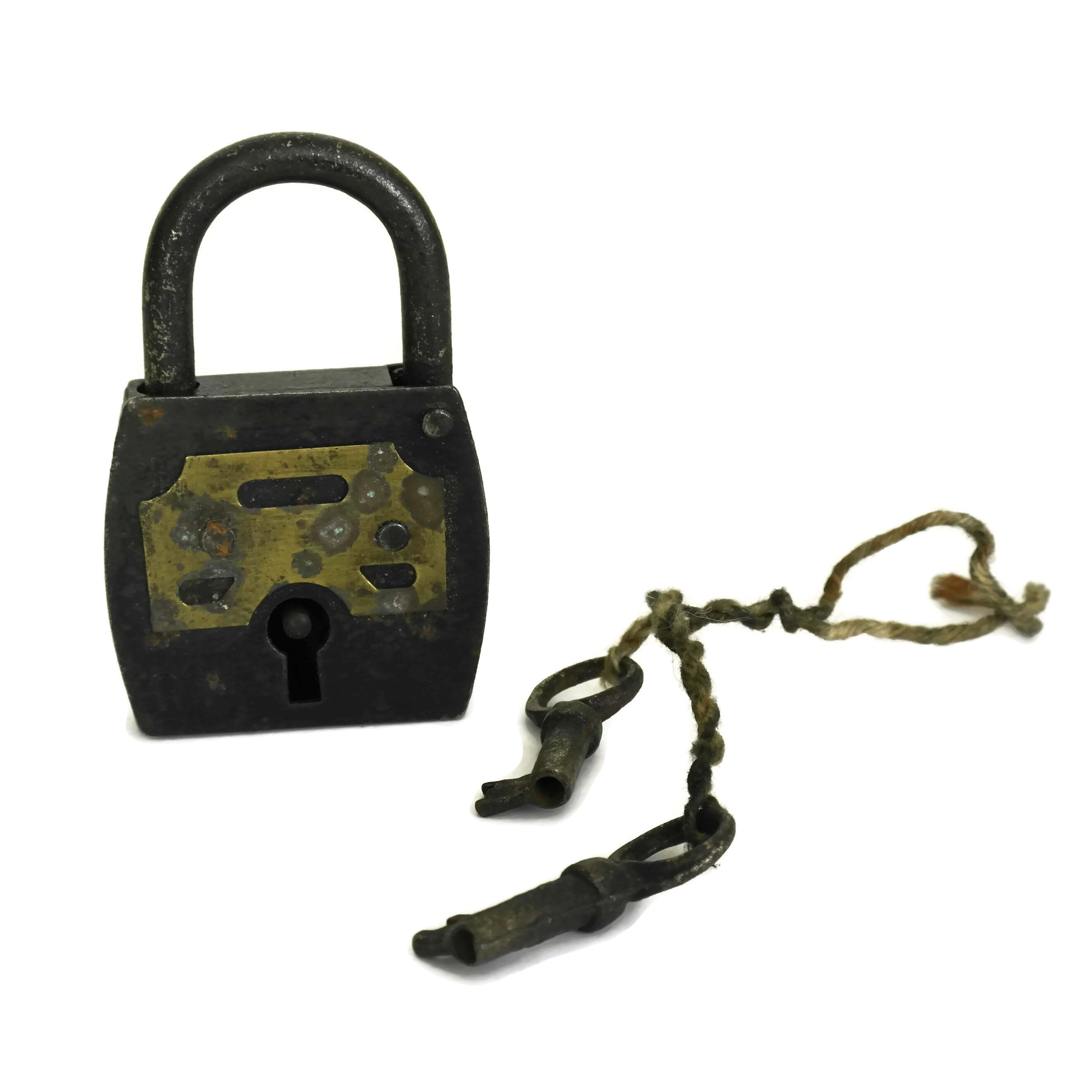 French Antique Lock and Key, Set of 3 Old Padlocks