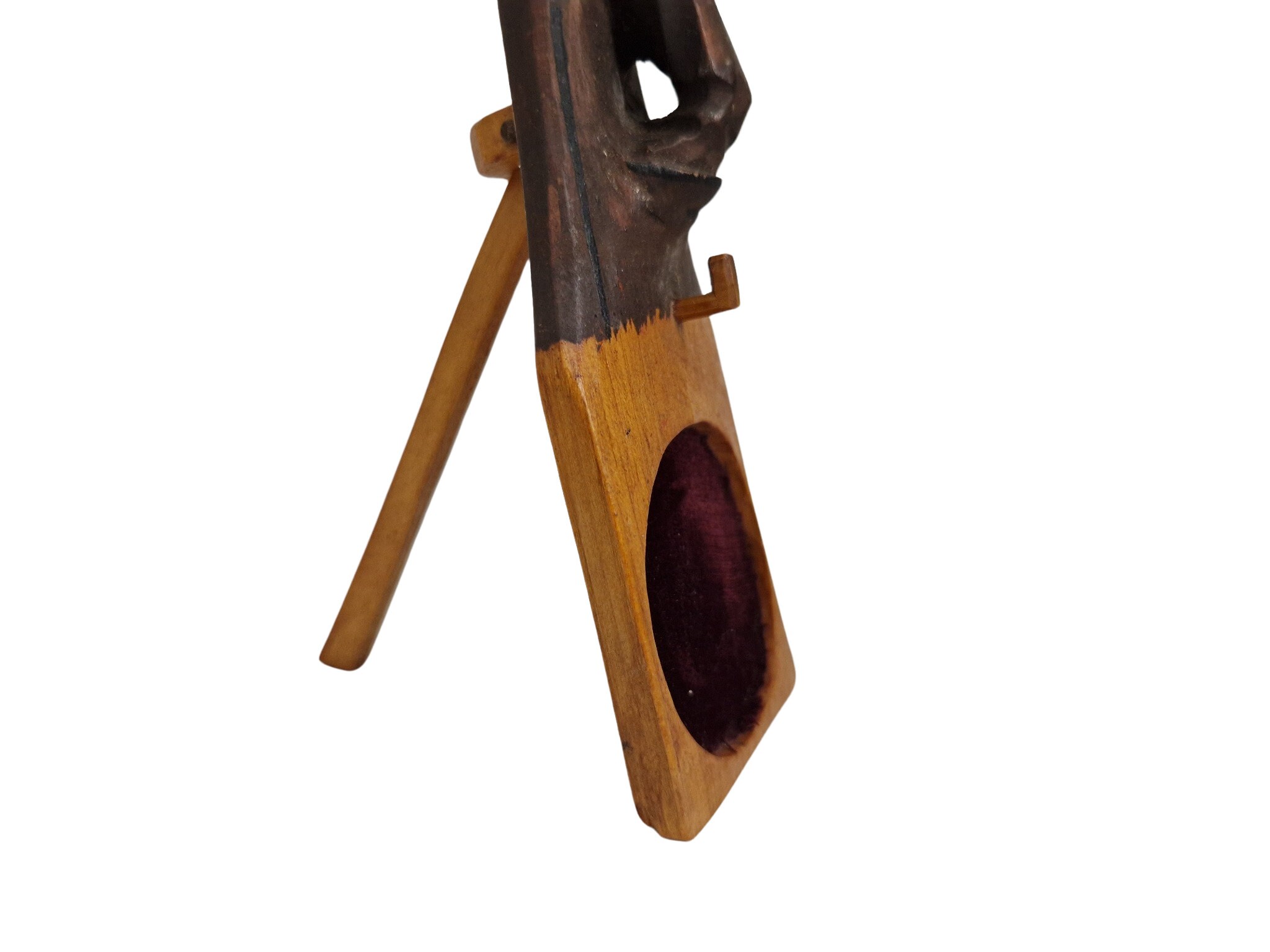 Antique Pocket Watch Stand with Hand Carved Wooden Man Figurine, German