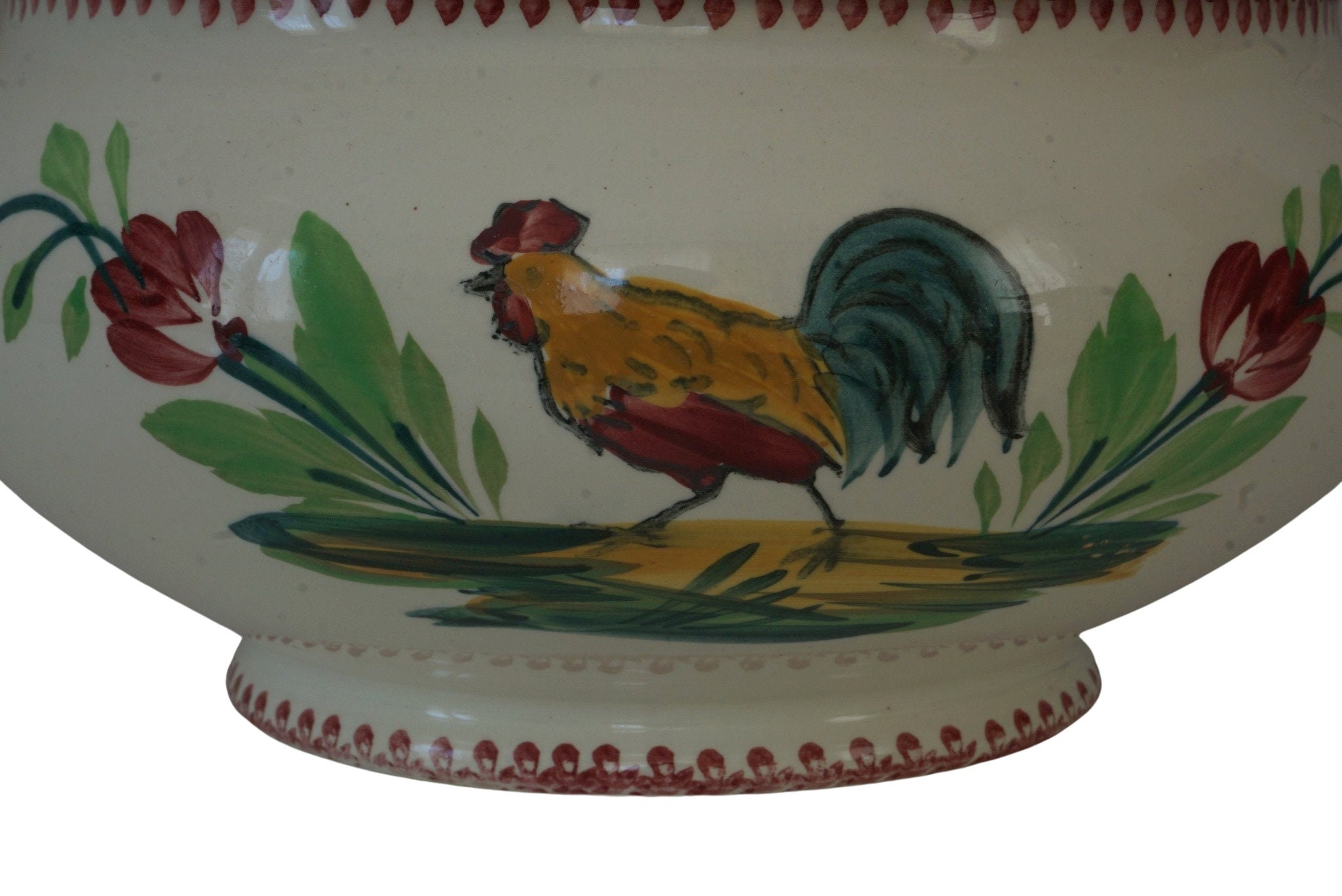 French Rooster Soup Tureen, Farm Kitchen Ceramic Casserole Serving Dish