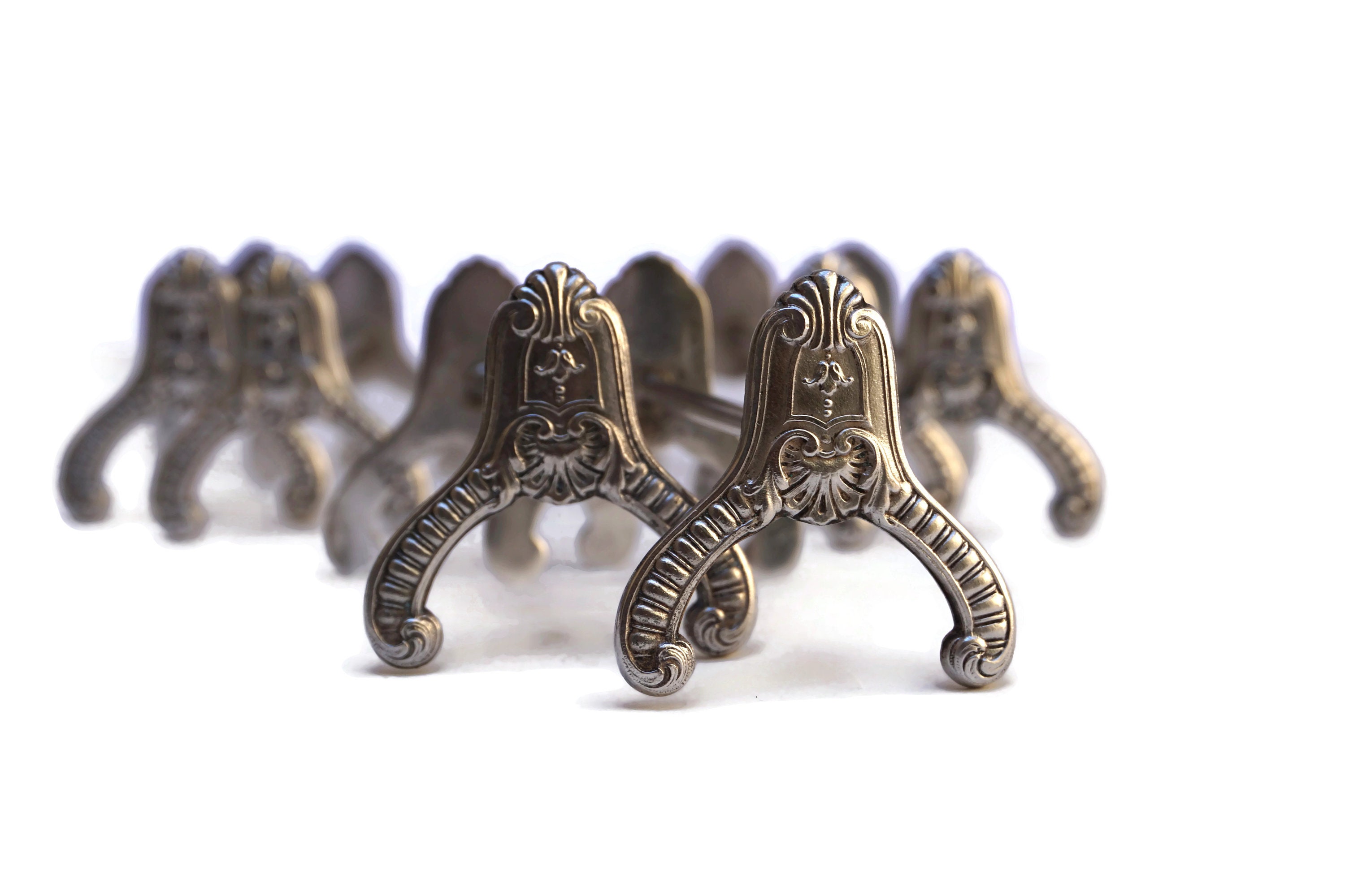 French Antique Boulenger Silver Knife Rests, 19th Century Silverware