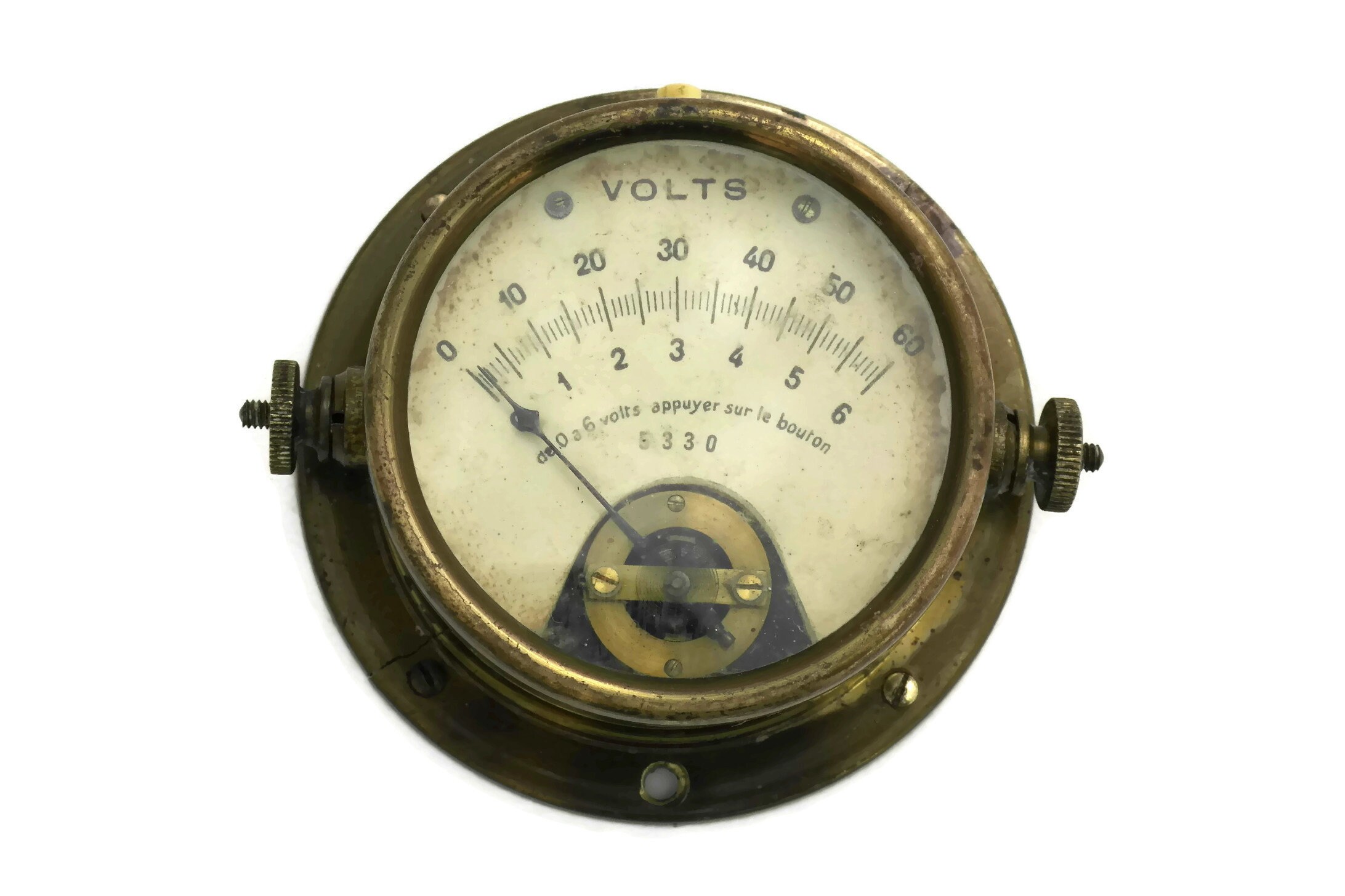 French Voltmeter. Antique Electrical Instrument. Electronic accessory
