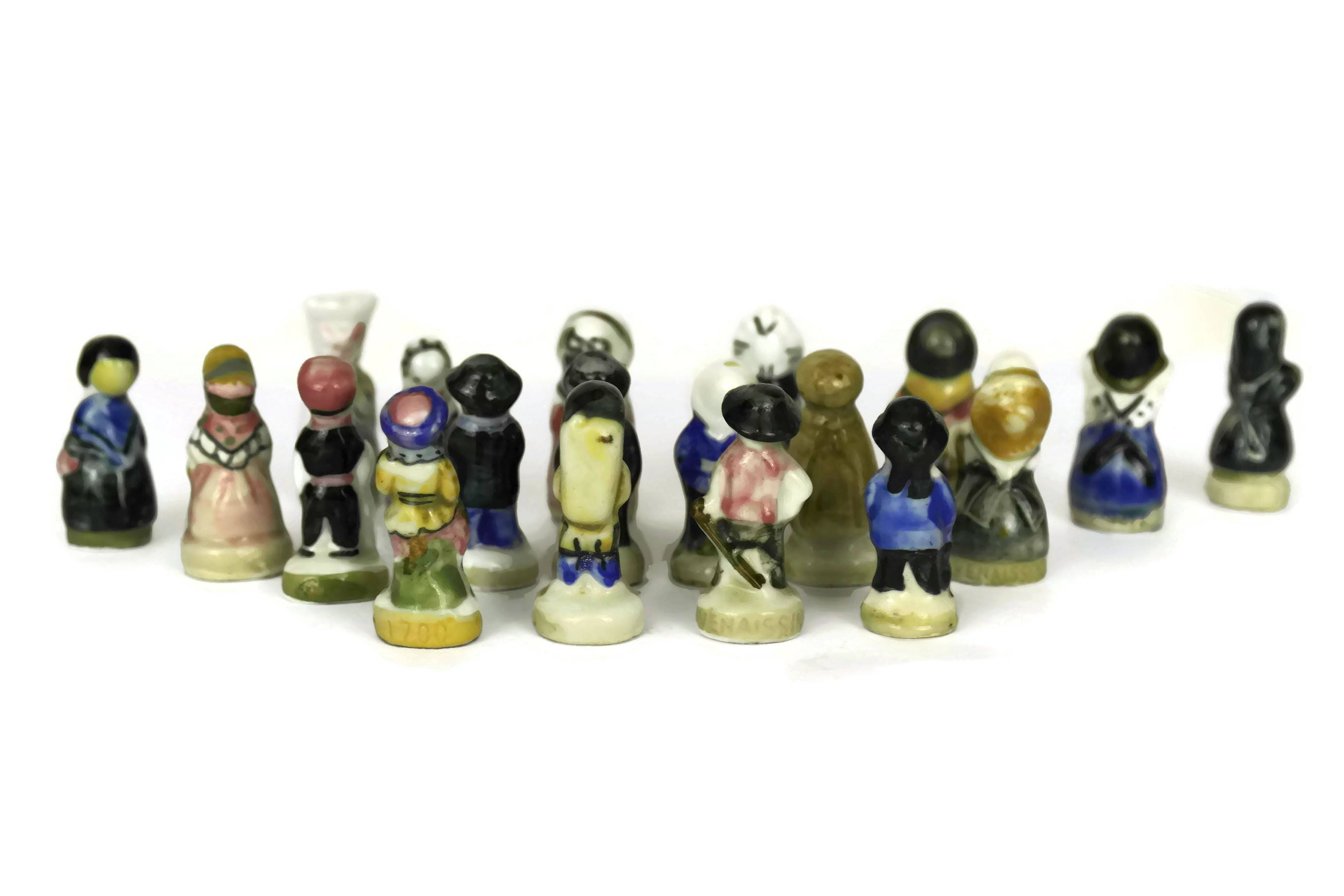 Set of 20 Feves Figurines Ceramic Statuettes Fèves Lot 