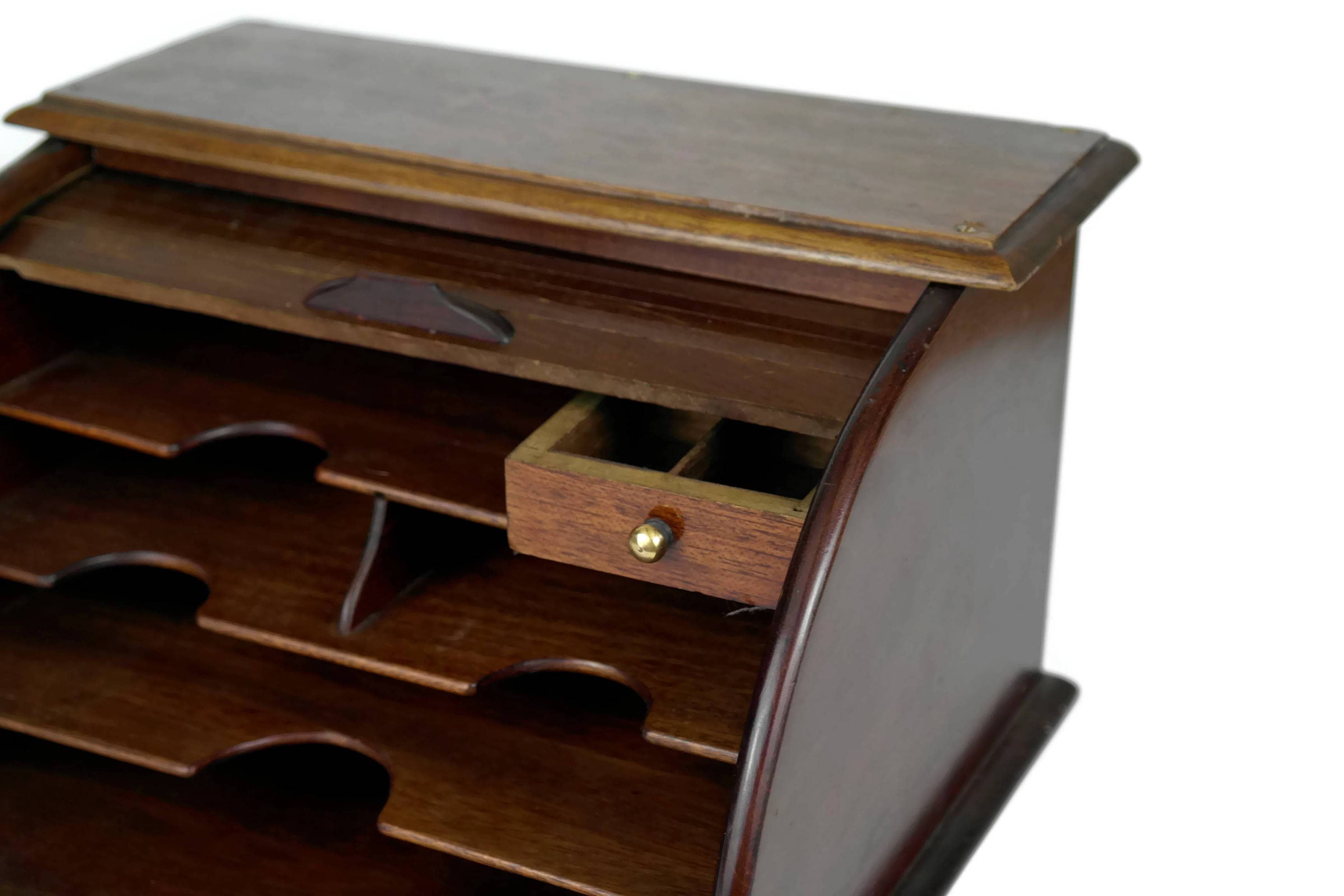 Vintage Wooden Roll Top Desk Organizer.
