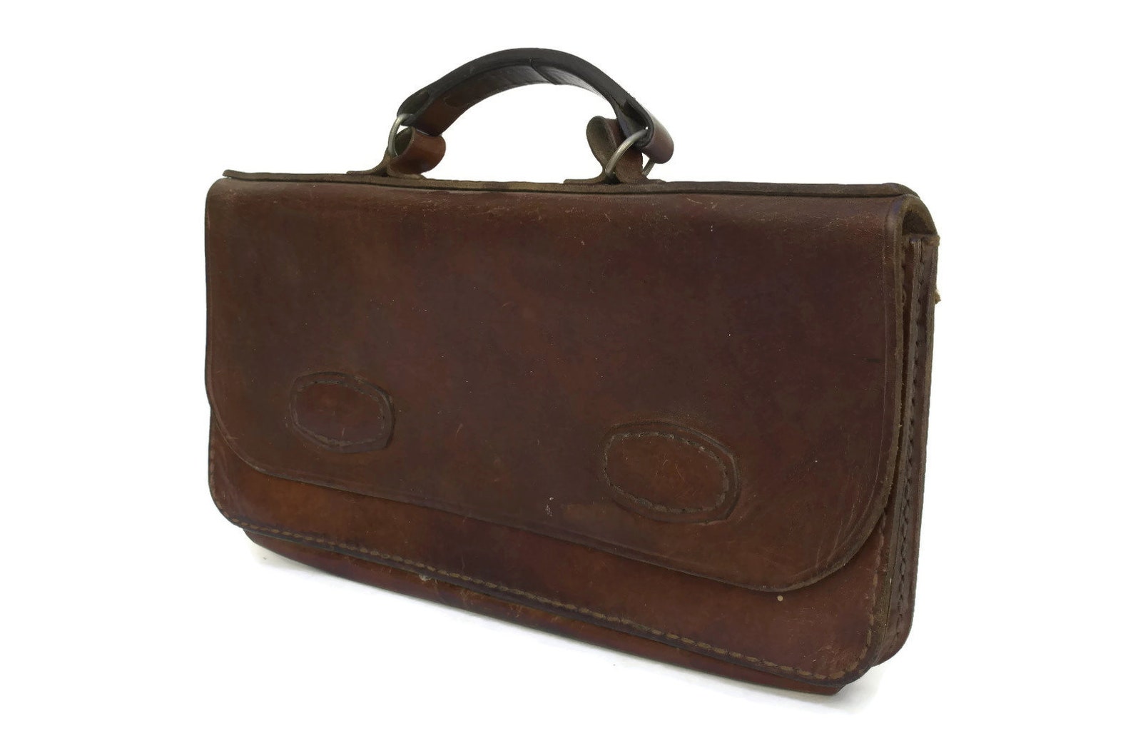 Vintage Leather Portfolio Briefcase French Attache Case with Etsy