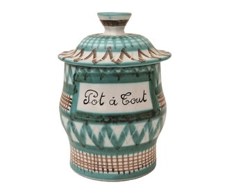 Robert Picault Pottery Kitchen Canister Jar, French Mid Century Vallauris Art Studio Ceramic Multipurpose Pot