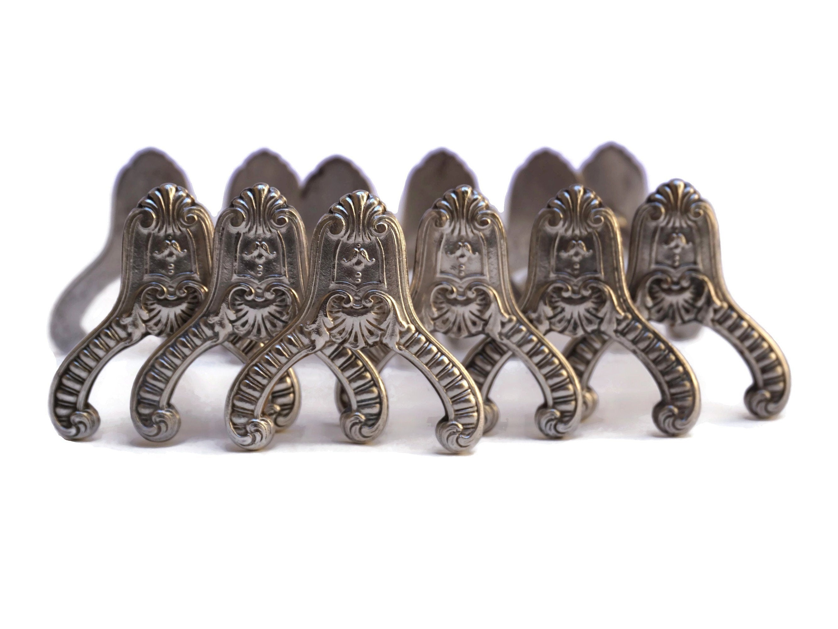 French Antique Boulenger Silver Knife Rests, 19th Century Silverware