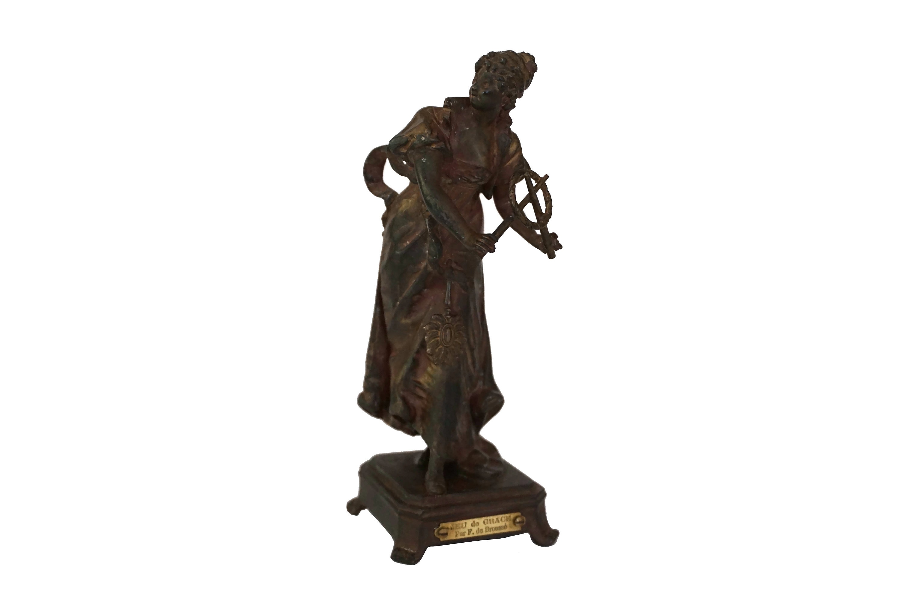 French Antique Woman Spelter Figurine, Games of Graces Statuette