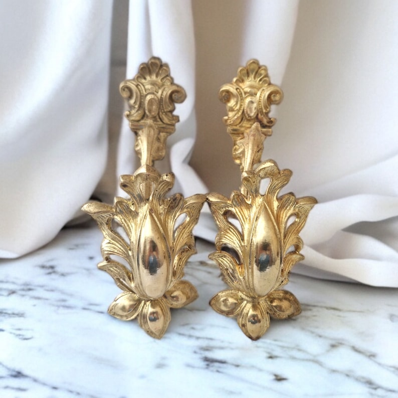 Pair of Antique French Gilt Bronze Curtain Tie Backs