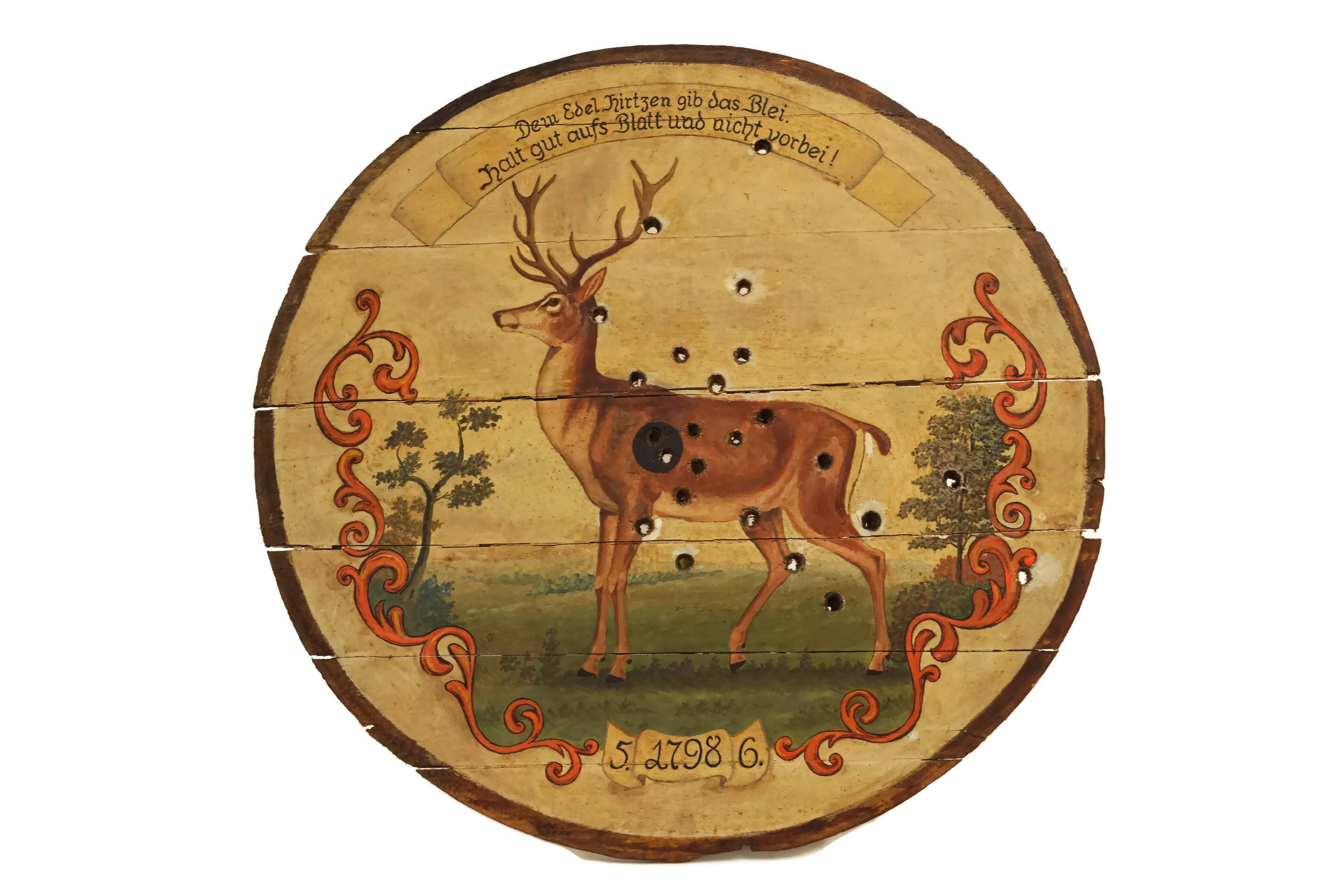 Antique Shooting Target with Stag Painting