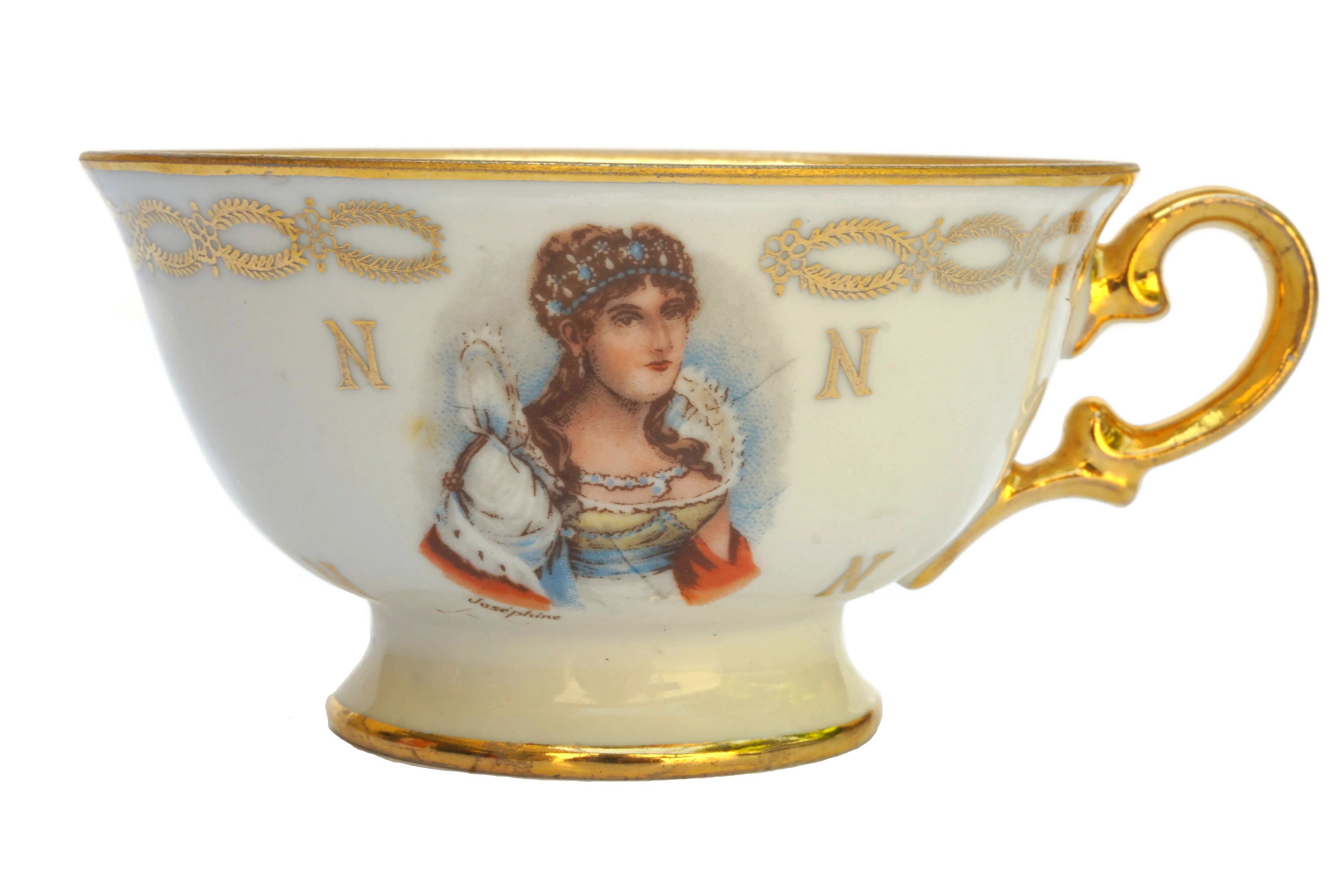 Empress Josephine Bonaparte Tea Cup and Saucer Set, French Empire Style