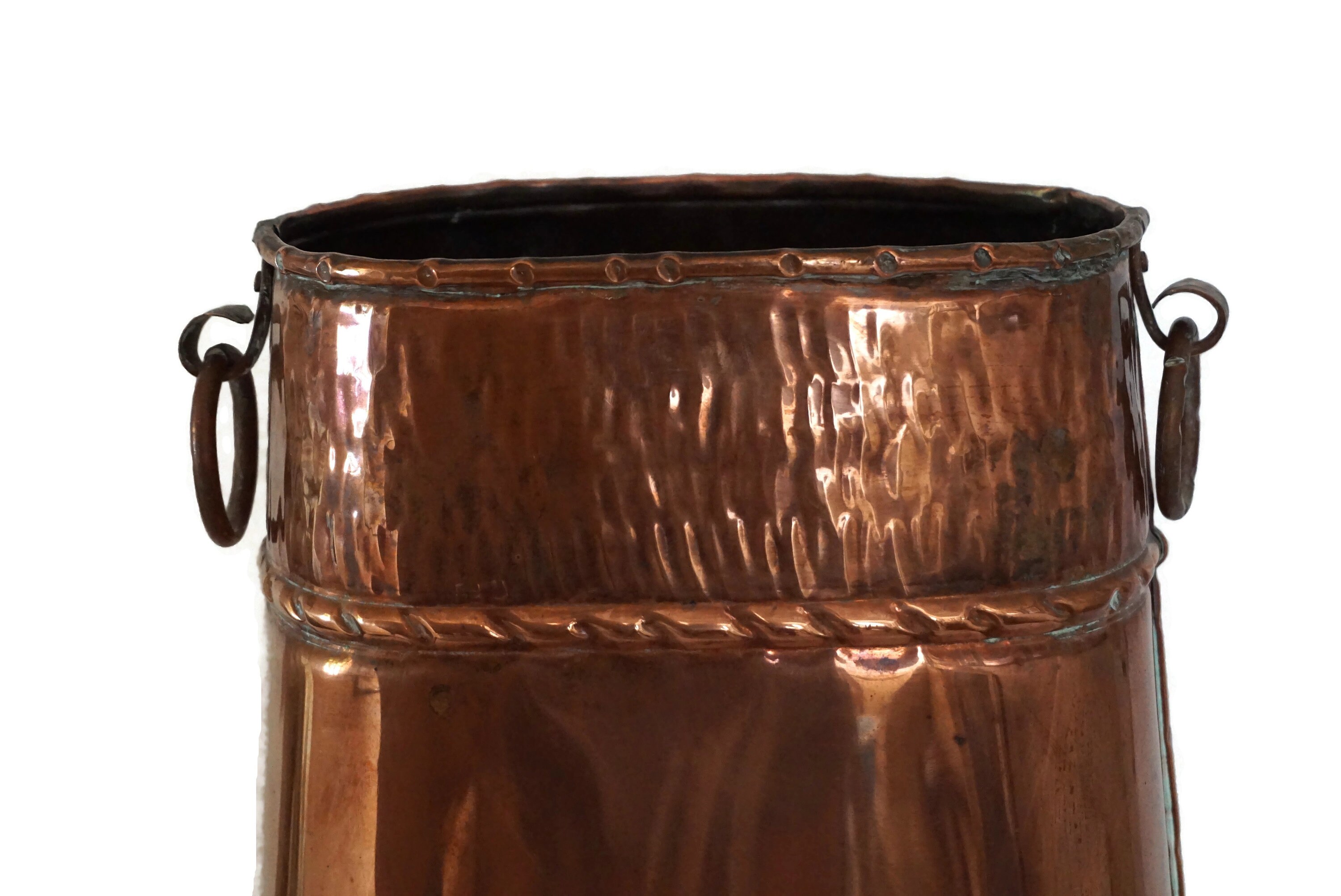 Antique French Copper Umbrella Stand & Walking Stick Holder, Entryway