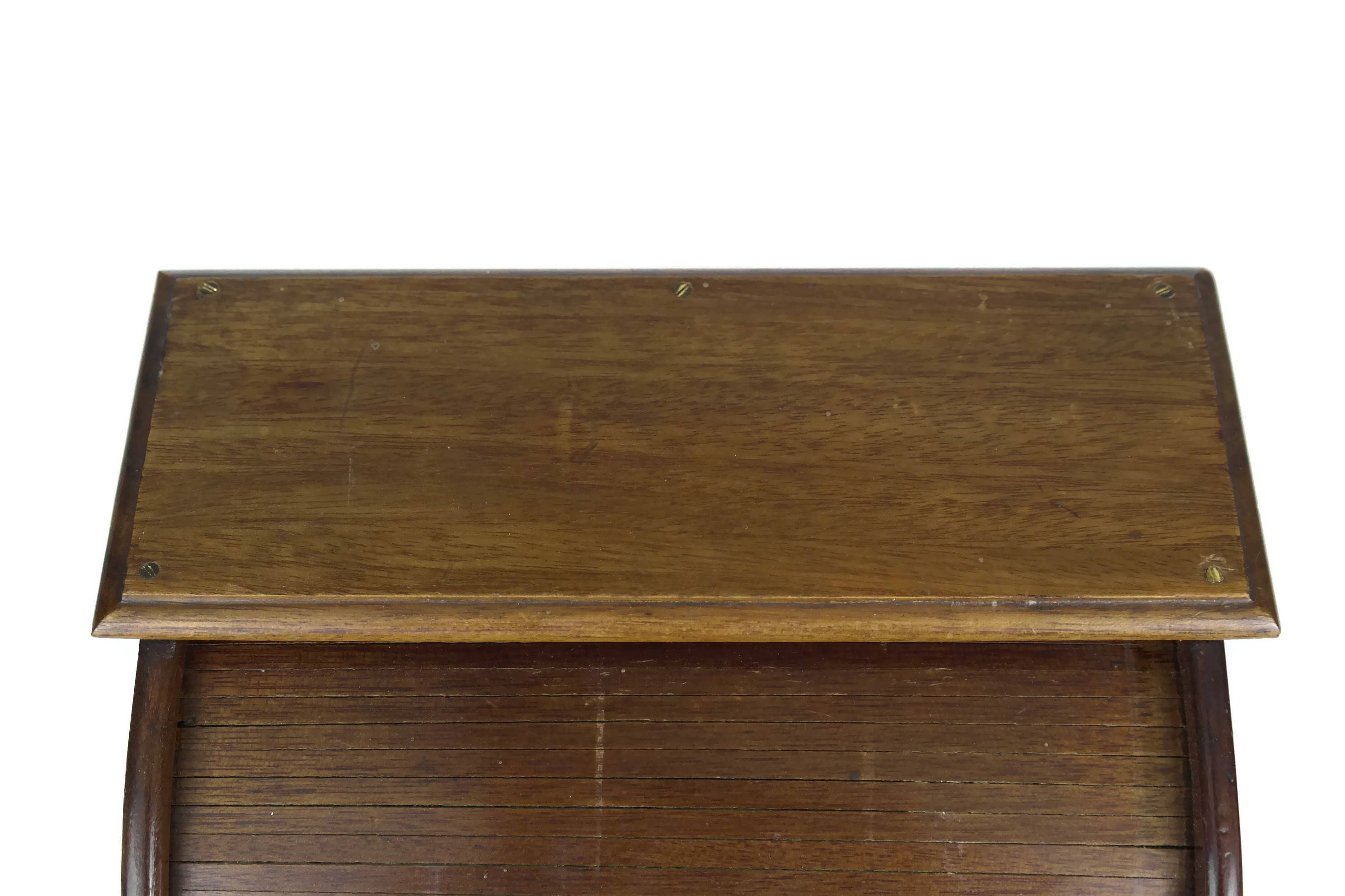 Vintage Wooden Roll Top Desk Organizer.